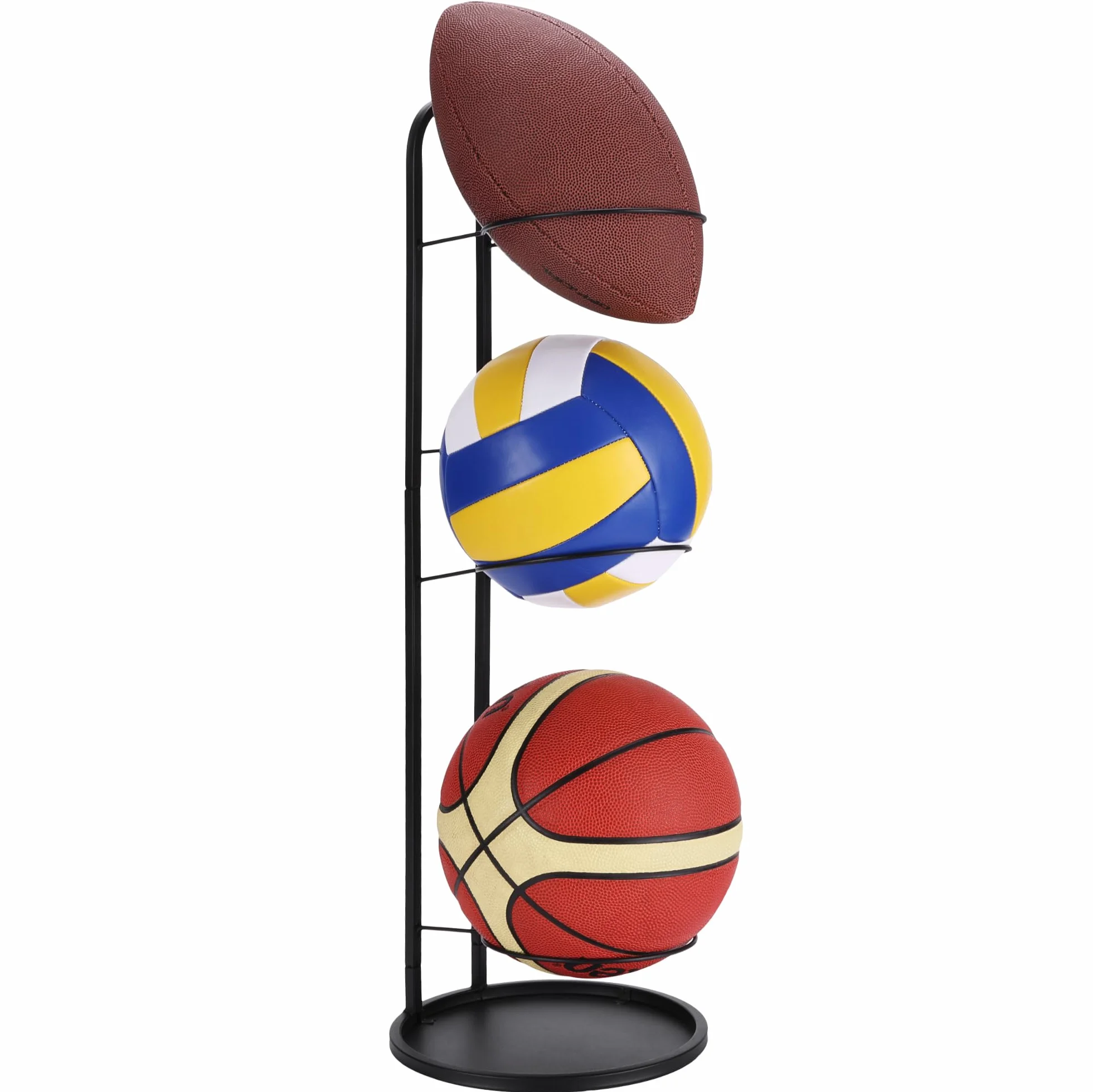 Navaris Soporte Balon Futbol - Soporte Balones Futbol Voleybol Balonmano Baloncesto - Soporte para 3X Pelotas para Garajes Gimnasio Pabellon Colegio Fisioterapia Rehabilitación