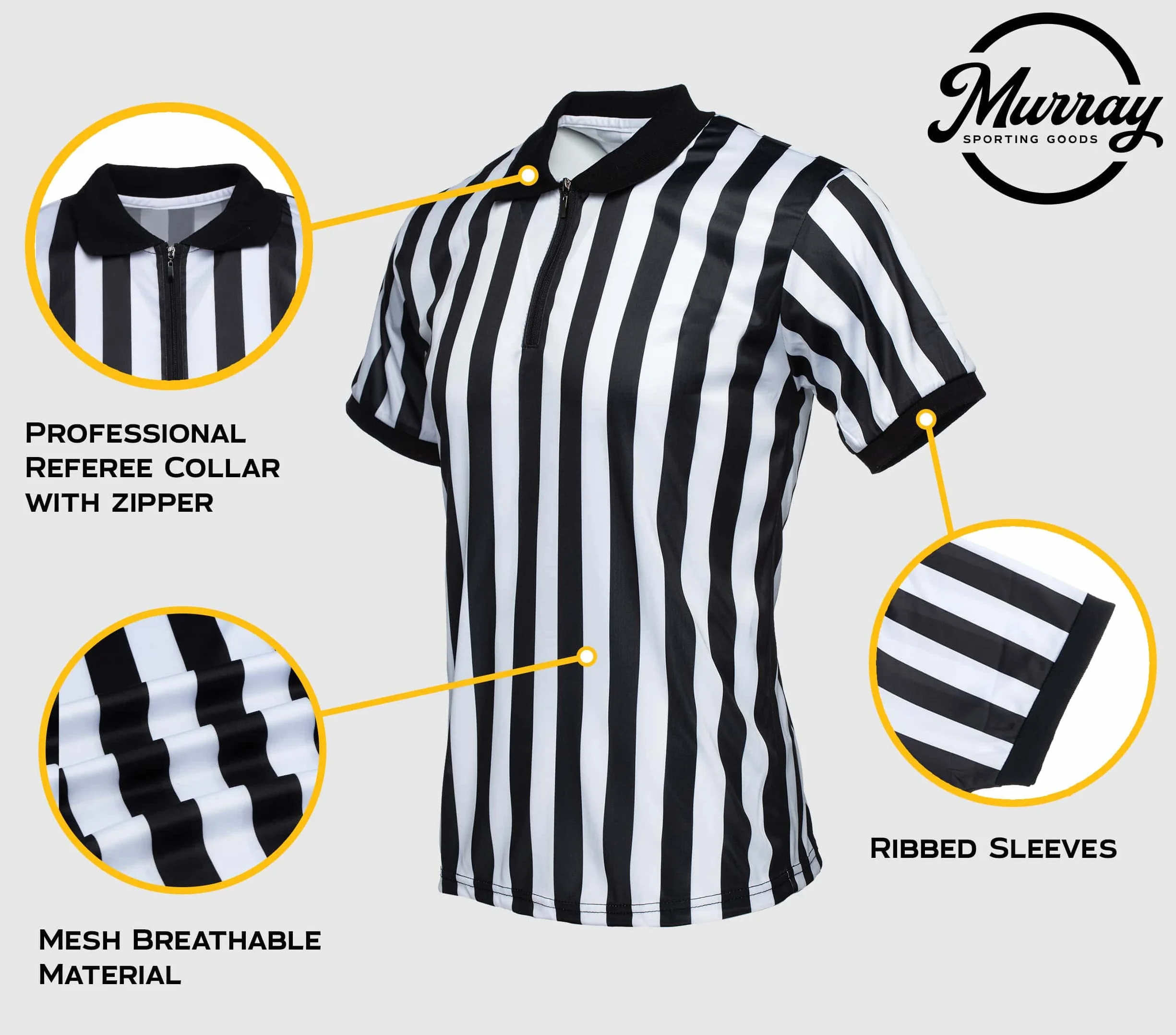 Murray Sporting Goods Camiseta de árbitro para hombre con cuello | Camiseta oficial de manga corta para hombre, disfraz de fútbol de Halloween