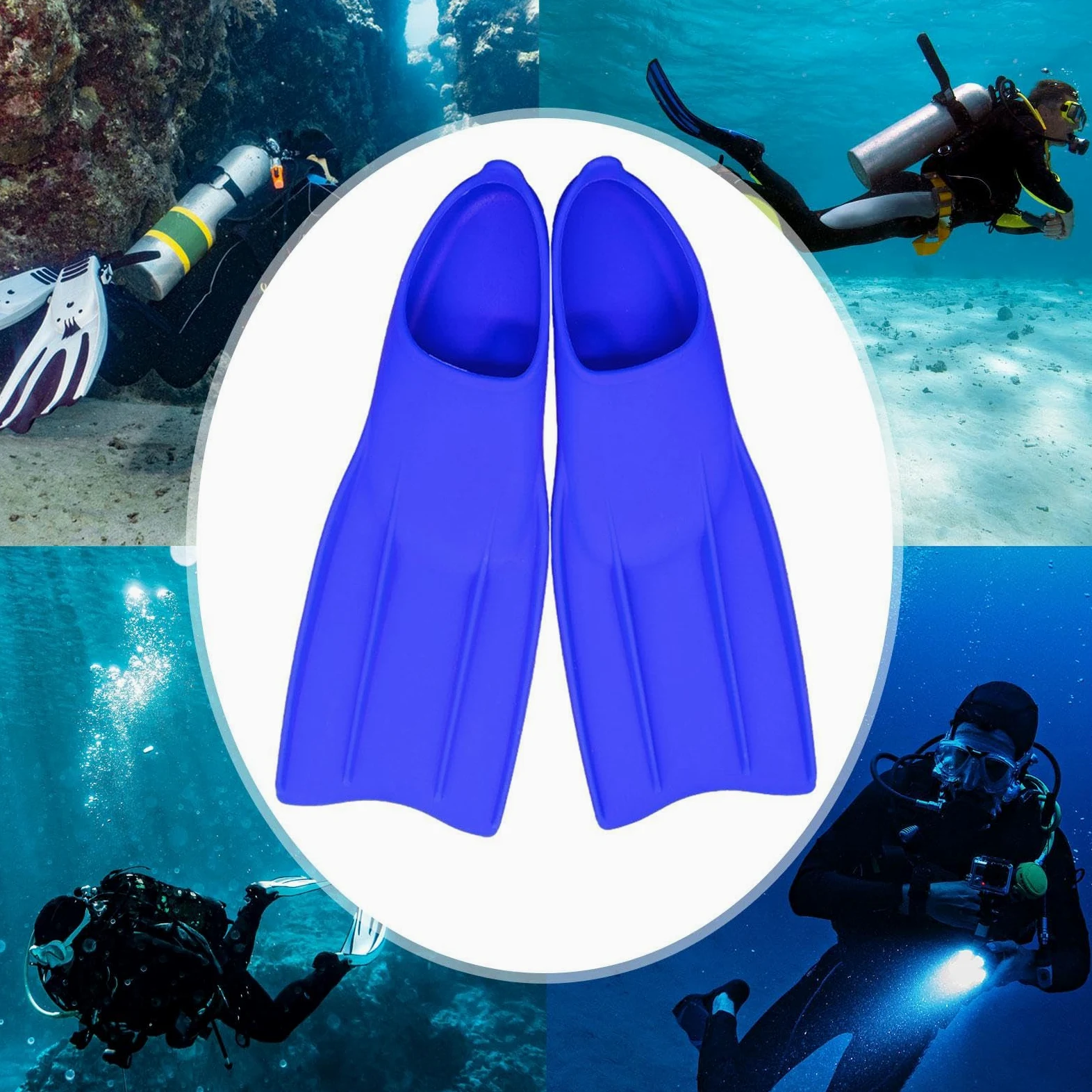 Aletas de Buceo Profesionales Fins de Silicona Ligeras Resistentes de Fáciles de Poner Antideslizantes Adecuadas para Submarinismo Piscina Snorkel Dep