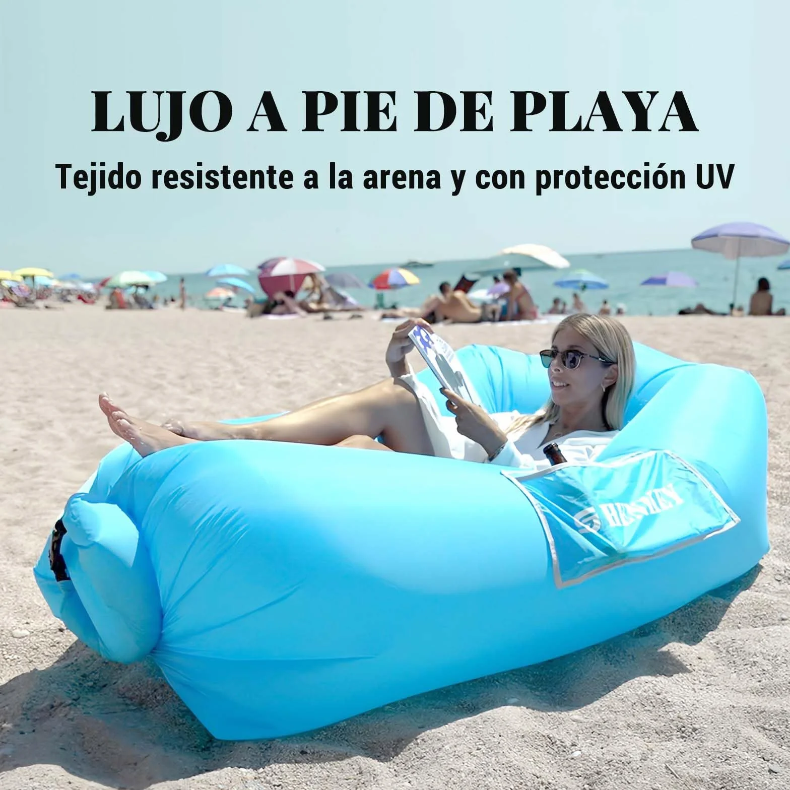 Tumbona Hinchable, Impermeable, antifugas de Aire, con Embalaje portátil, sofá Inflable y Silla de Aire para Viajes, acampadas, Senderismo y Fiestas en la Playa