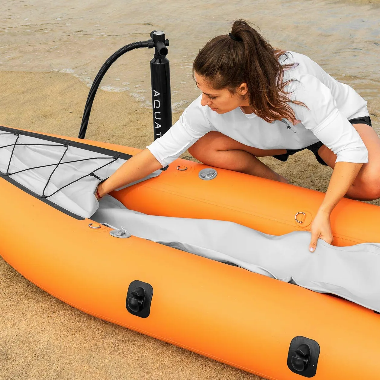 Kayak AQUATEC | Kayak inflable de aventura y pesca | Barco inflable disponible como Kayak individual o Kayak doble | Bolsa y paletas de kayak incluidos (Individual, Hudson (intermedio))