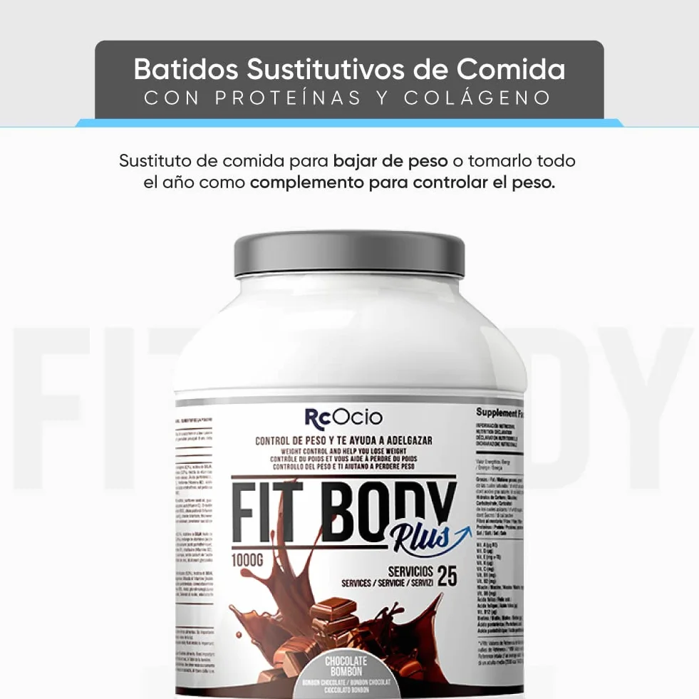 Batidos Sustitutivos de Comida con Proteínas y Colágeno para Control de Peso - Chocolate, Vainilla, Fresa