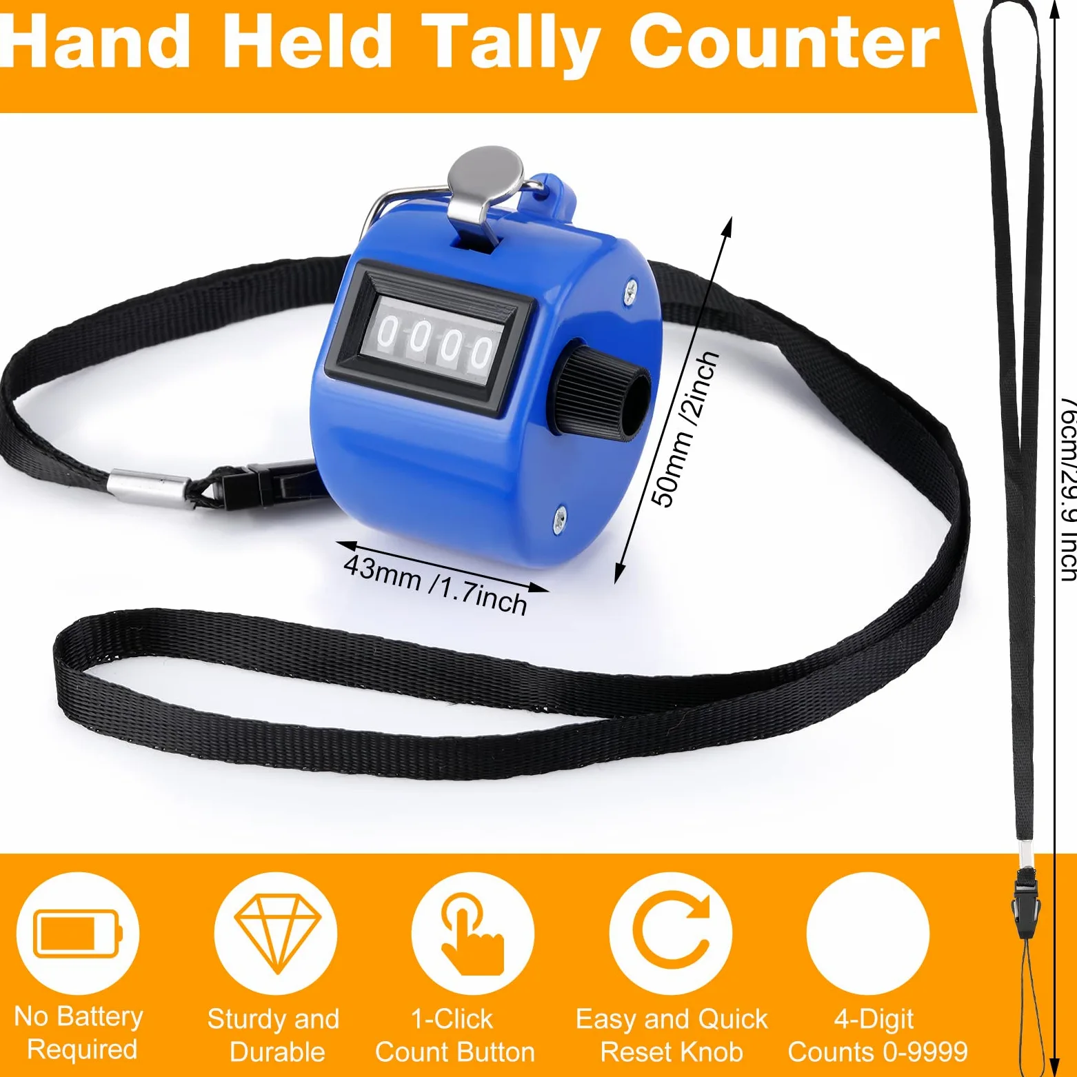 Hoteam Contador de mano con 4 números digitales, contador de tono mecánico de mano, para entrenar, tejer, gente, regazo, pesca, golf, deporte, remo, evento escolar