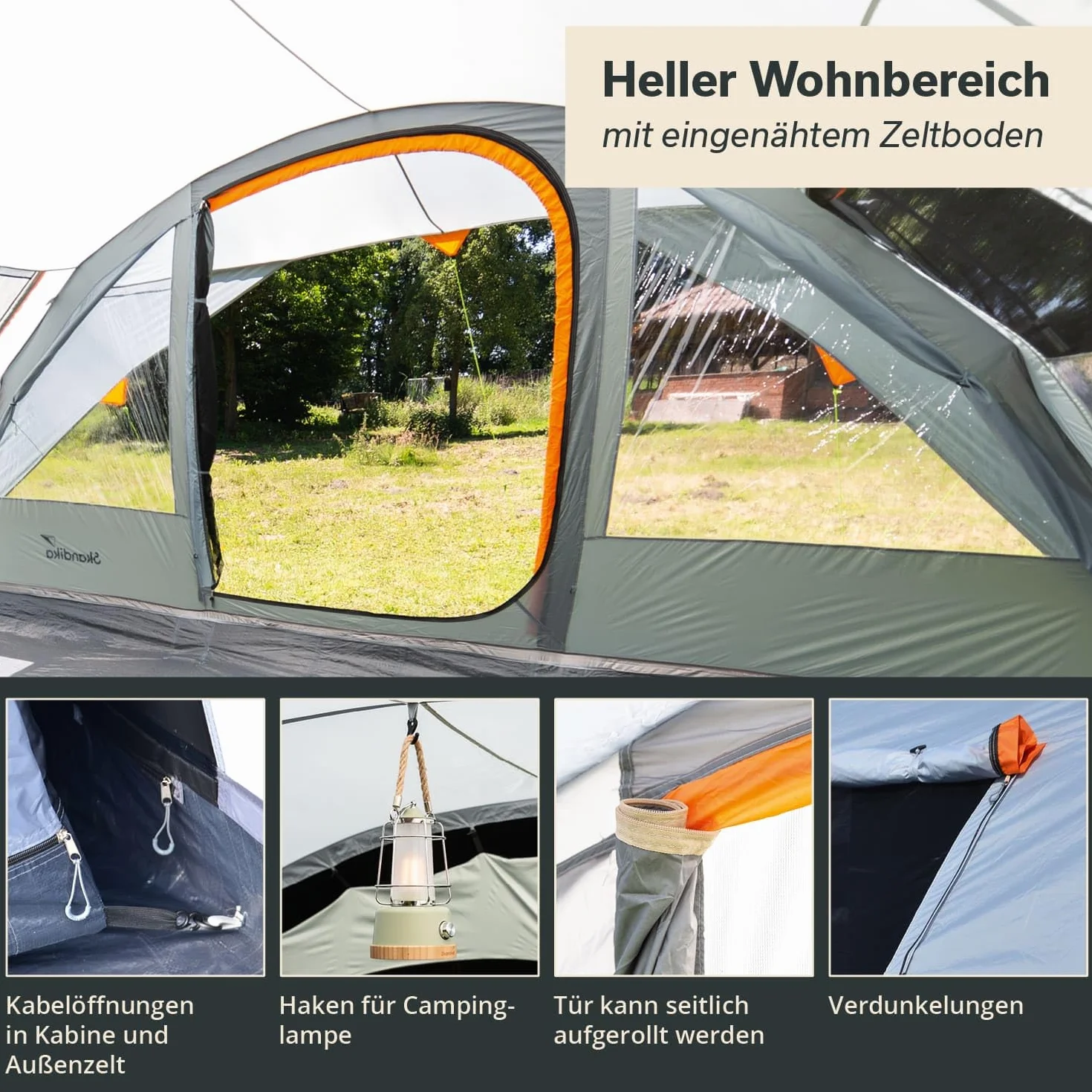 Skandika Egersund Sleeper Protect 3/5/5 XL/7XL Personas | Tienda de campaña con Sleeper Technologie, Suelo Cosido, Cabina de Dormir Negra, Impermeable