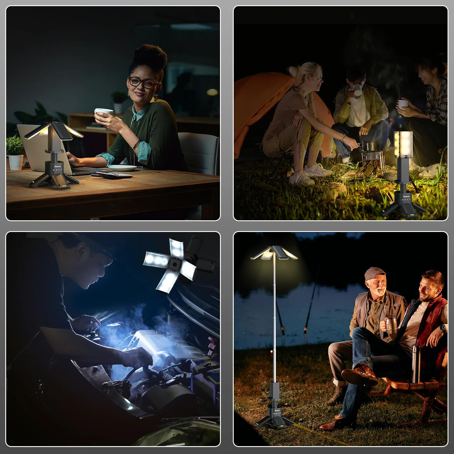 Clemas Luces telescópicas recargables, 14000 mAh, LED, multifunción, magnéticas, iluminación para el lugar de trabajo, inalámbrica, regulable, lámpara de tienda de campaña