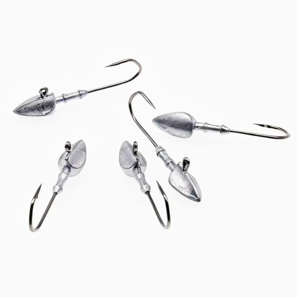 Anzuelos de Pesca 33 unids/Caja 3,5g/5g/7g/10g anzuelos de Cabeza Triangular for Aparejos Pesca Gusanos Blandos Anzuelo mar Cebo Combinado
