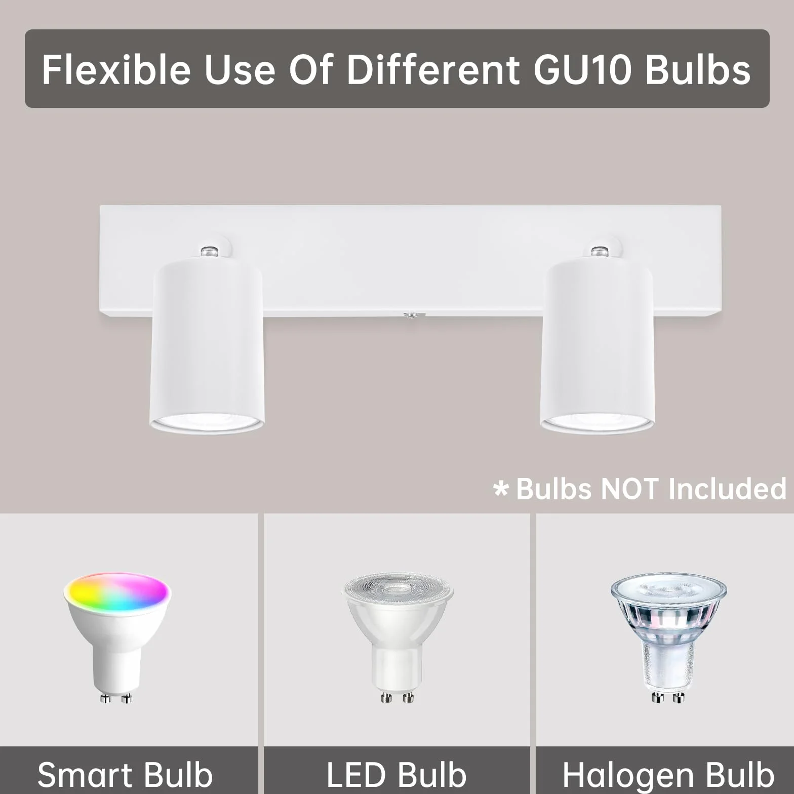 Ketom GU10 Lámpara de Techo 2 Focos Orientables, Blanco, Moderna, para Salón, Dormitorio, Cocina