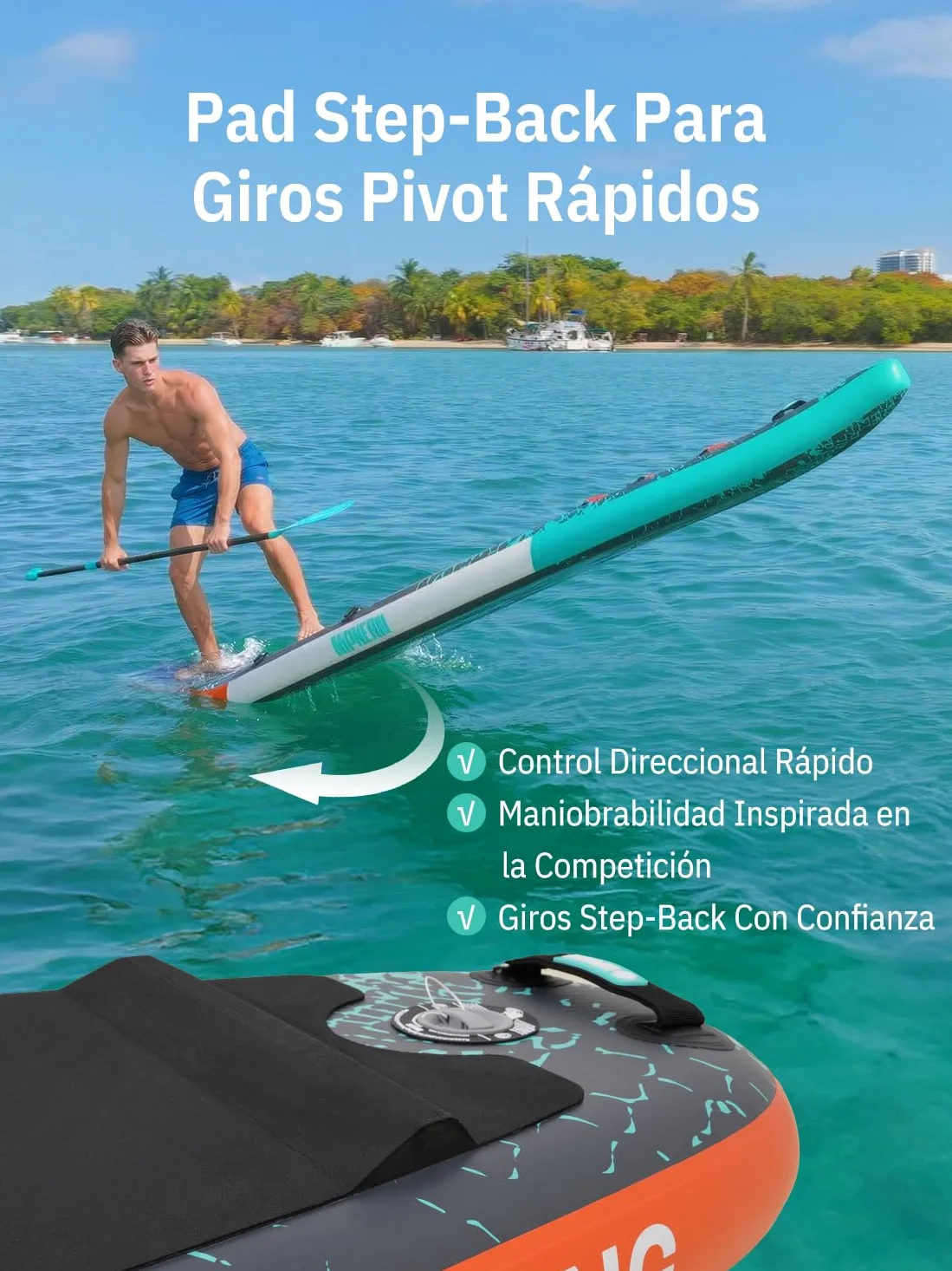 Niphean 380cm Tabla Paddle Surf Hinchable, Sup Touring con Accesorios | Tabla Padel Surf Rígida 280kg para Adultos y Principiantes, Kick Pad, Antideslizante, Kit Reparación