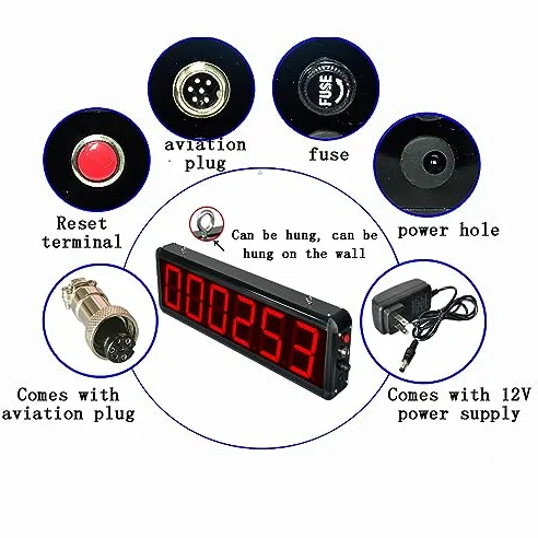 Contador con sensor láser, contador de pantalla de 6 dígitos, pantalla digital LED para cintas transportadoras, líneas de producción, conteo de hasta 999999 personas, contador de visitantes. ( 3inch)