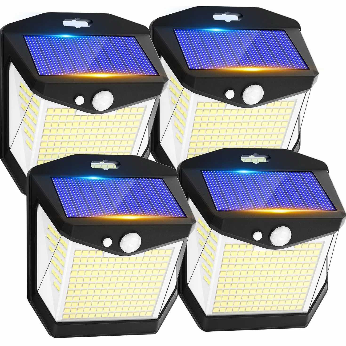 Luz Solar LED Exterior Jardin 248 LED Sensor de Movimiento 270° IP65 Impermeable 4 Paquete