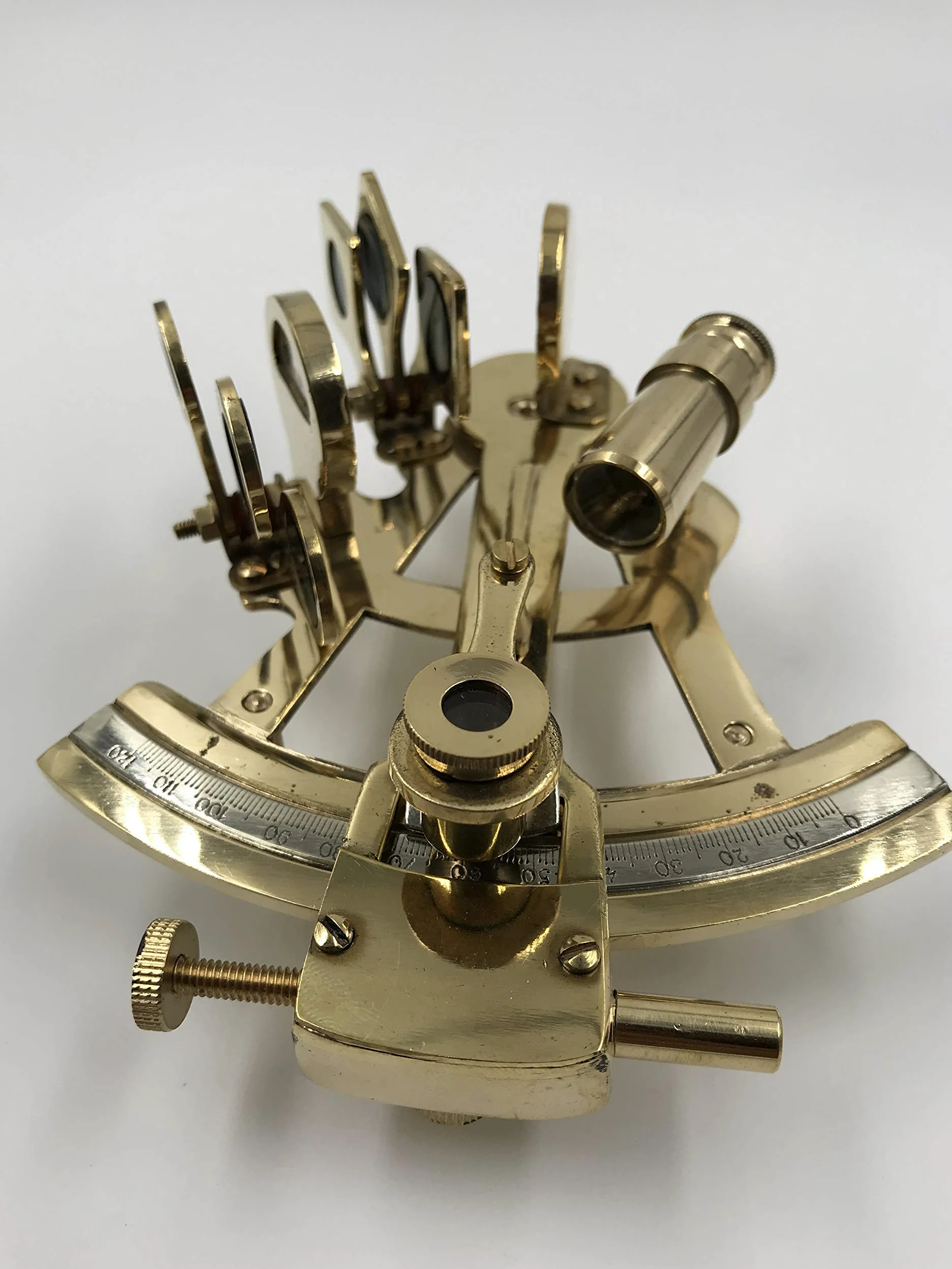 Malla Brass Original Sextante con Caja de Madera | Brújula Náutica para Navegación Celestial