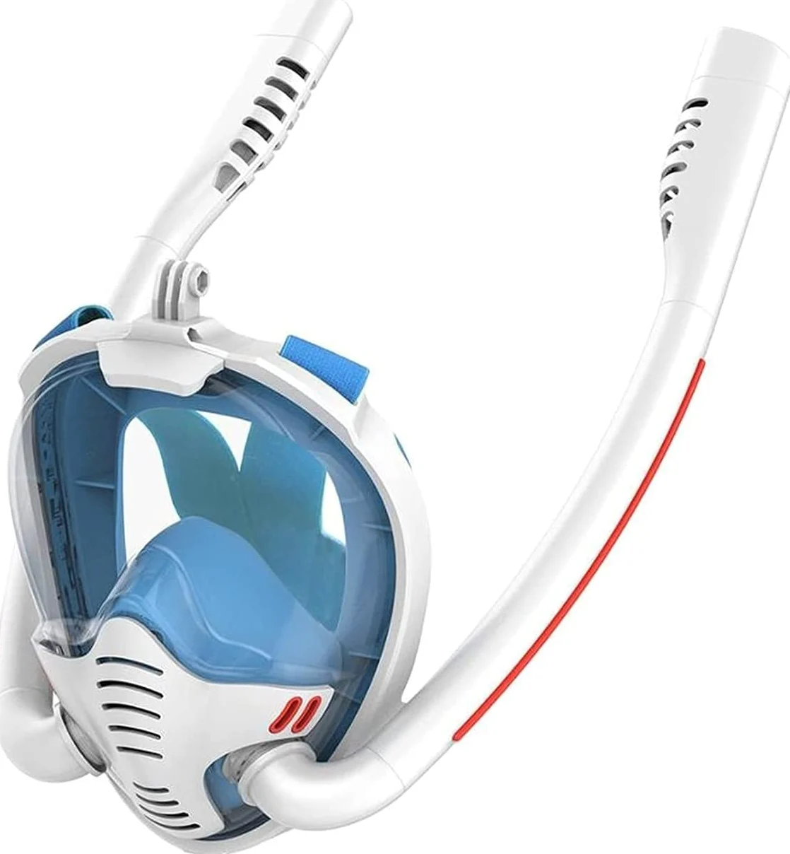 Máscara De Snorkel para Adultos Y Niños, Máscara De Buceo Doble De Cara Completa Antivaho, Equipo De Respiración Subacuática para Natación.（Color 02-L）