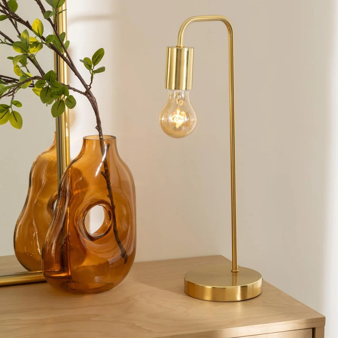 Atmosphera Lámpara de mesa Keli dorada 45 cm metal industrial