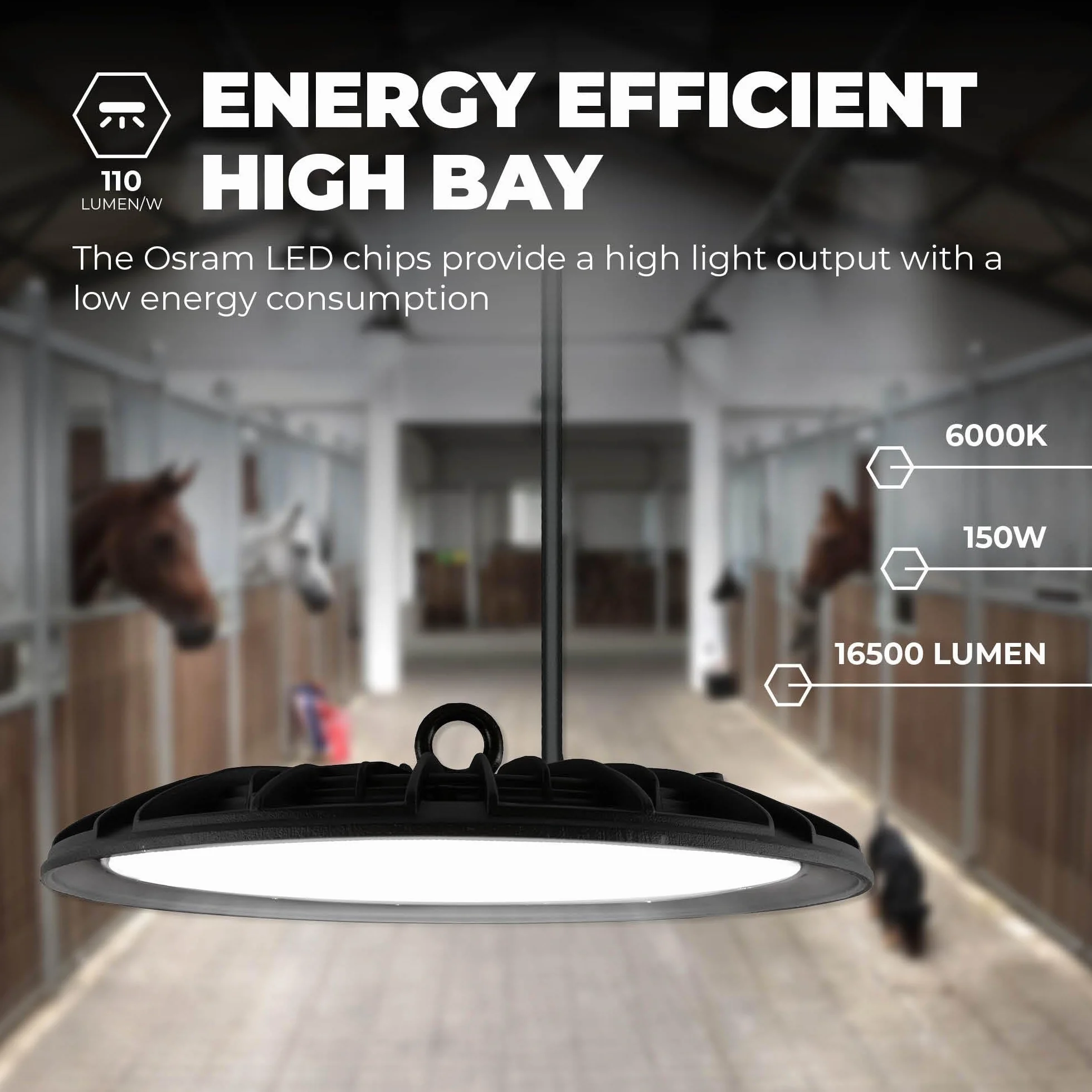 Ledvion LED High Bay Sensor Regulable 150W 110lm/W 22000Lm 6000K IP65 Lámpara UFO