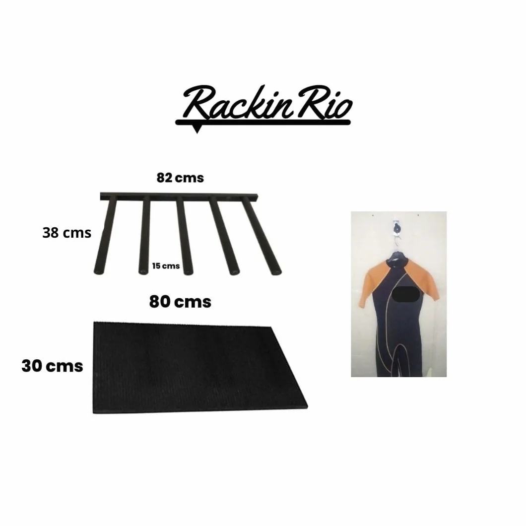 Rackinrio Rack Soporte estantería Vertical 4 Tablas de Surf Longboard Skate ski Snowboard en Pared Negro