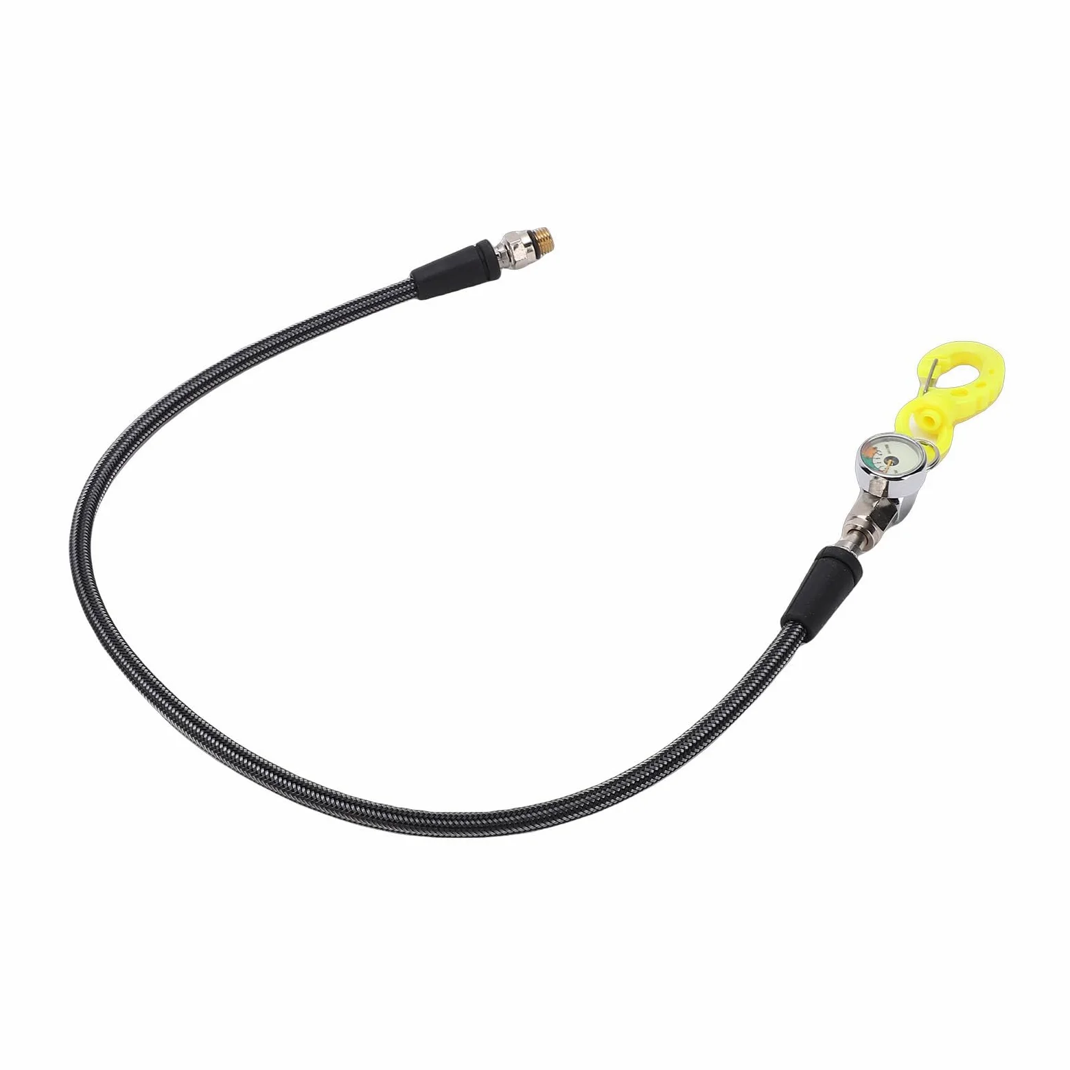 Medidor de Presión de Aire Sumergible con Manguera |Esfera Luminosa, Chaqueta de Fibra de Carbono, Gancho BCD para Equipo de Buceo (65CM)