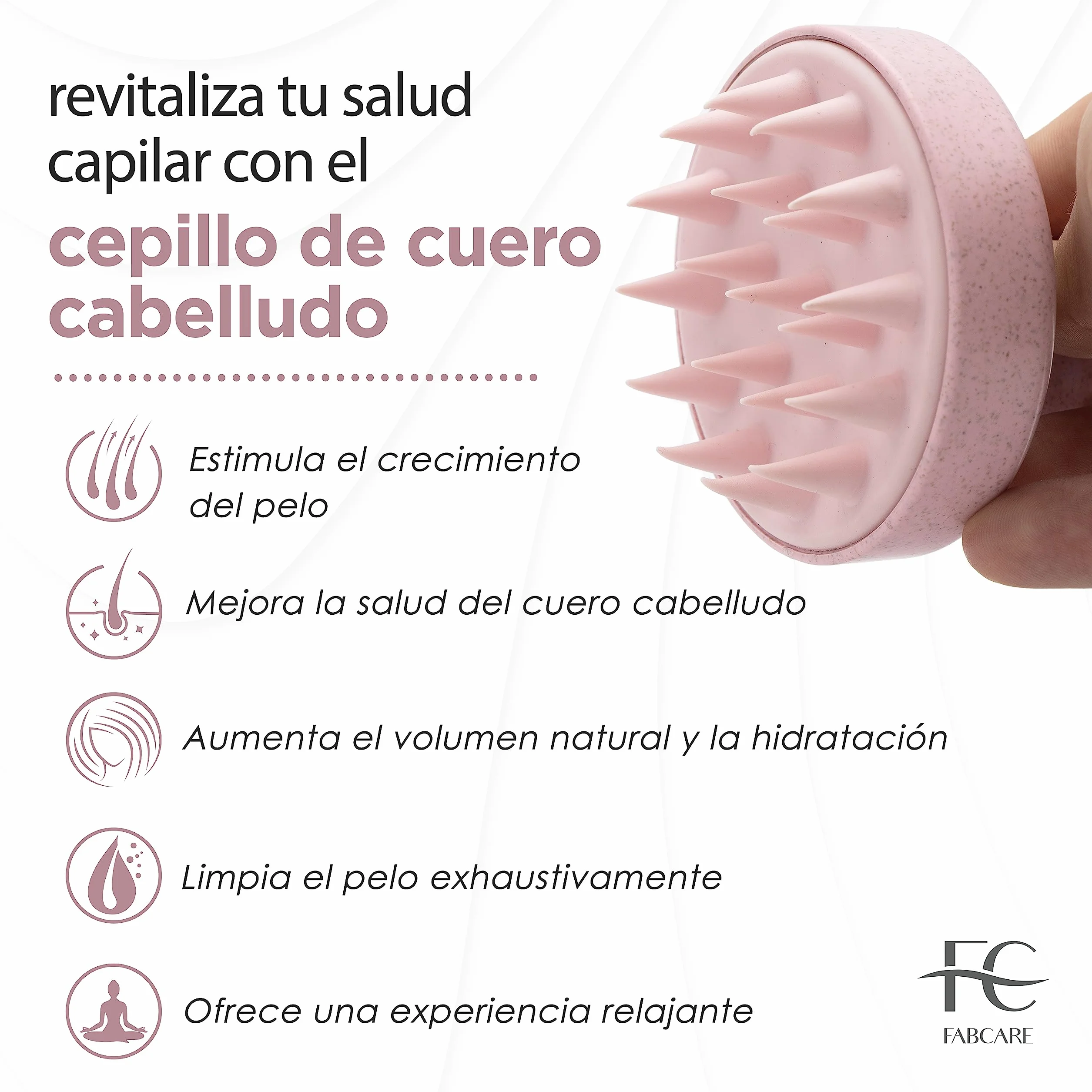 FABCARE Cepillo Exfoliante Capilar Masajeador Cuero Cabelludo Paja Trigo y Silicona