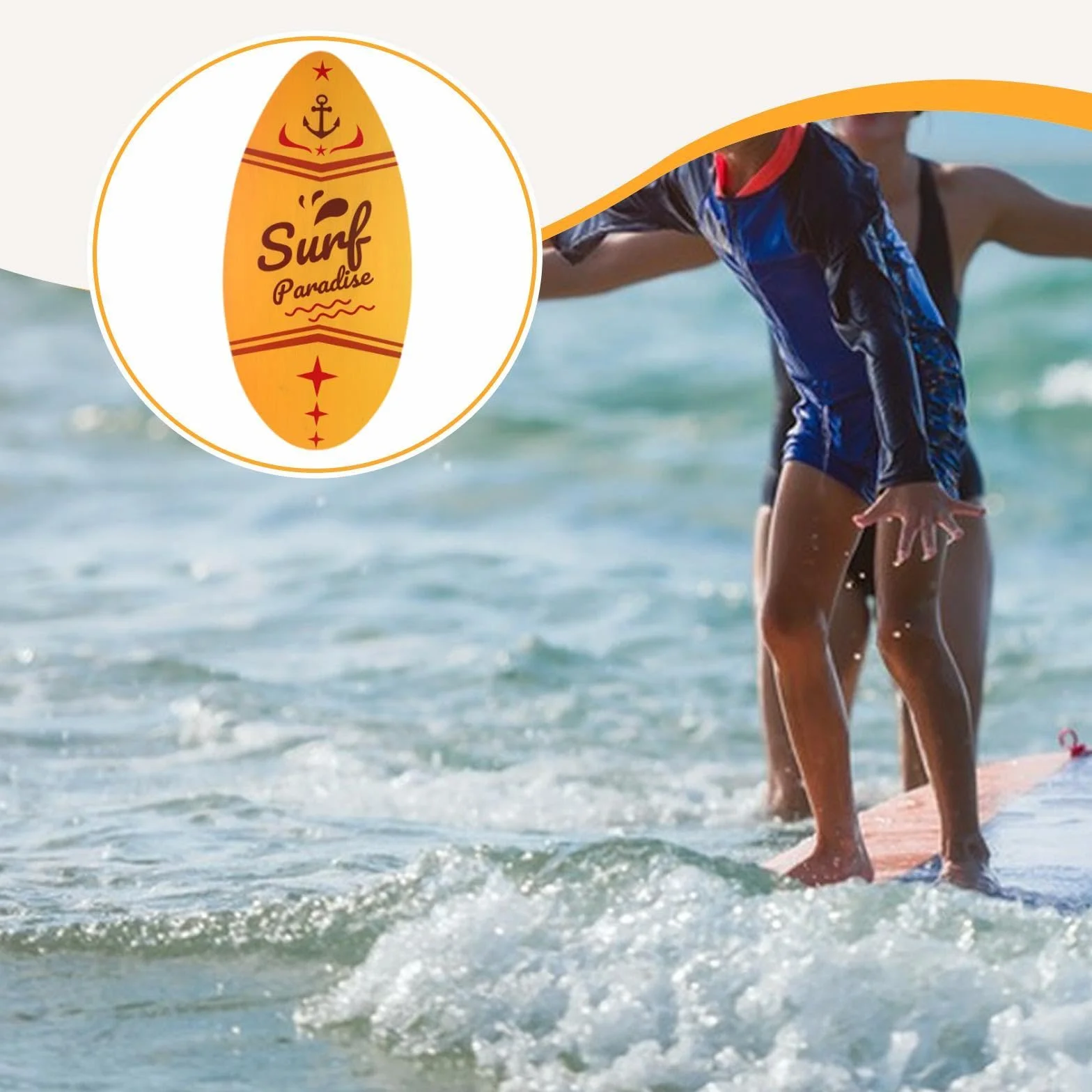 Oshhni Tabla de Skimboard Pequeña, Tabla de Surf, Juego Acuático, Portátil, Skimboard de Madera, Arena de Playa para Principiantes y Niños
