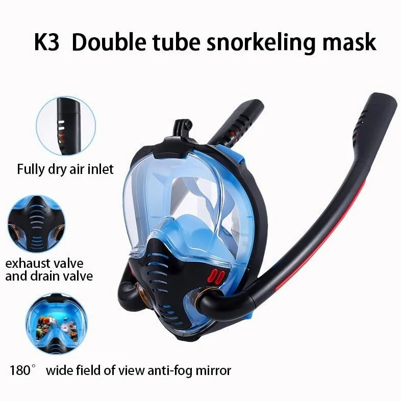 Máscara de snorkel panorámica Máscara de snorkel ajustable Máscara de buceo for snorkel for adultos Máscara de buceo con respiración libre Máscara de snorkel UV Antivaho Transpirable Visión clara Equi