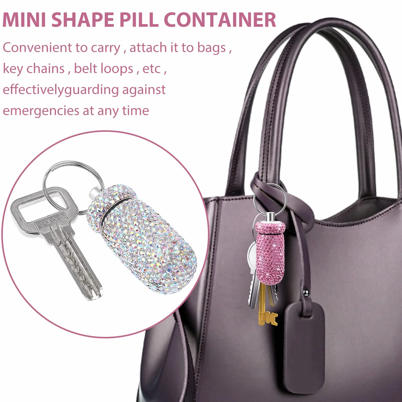 Cobee pastillero portátil impermeable mini caja de almacenamiento con llavero para viajes