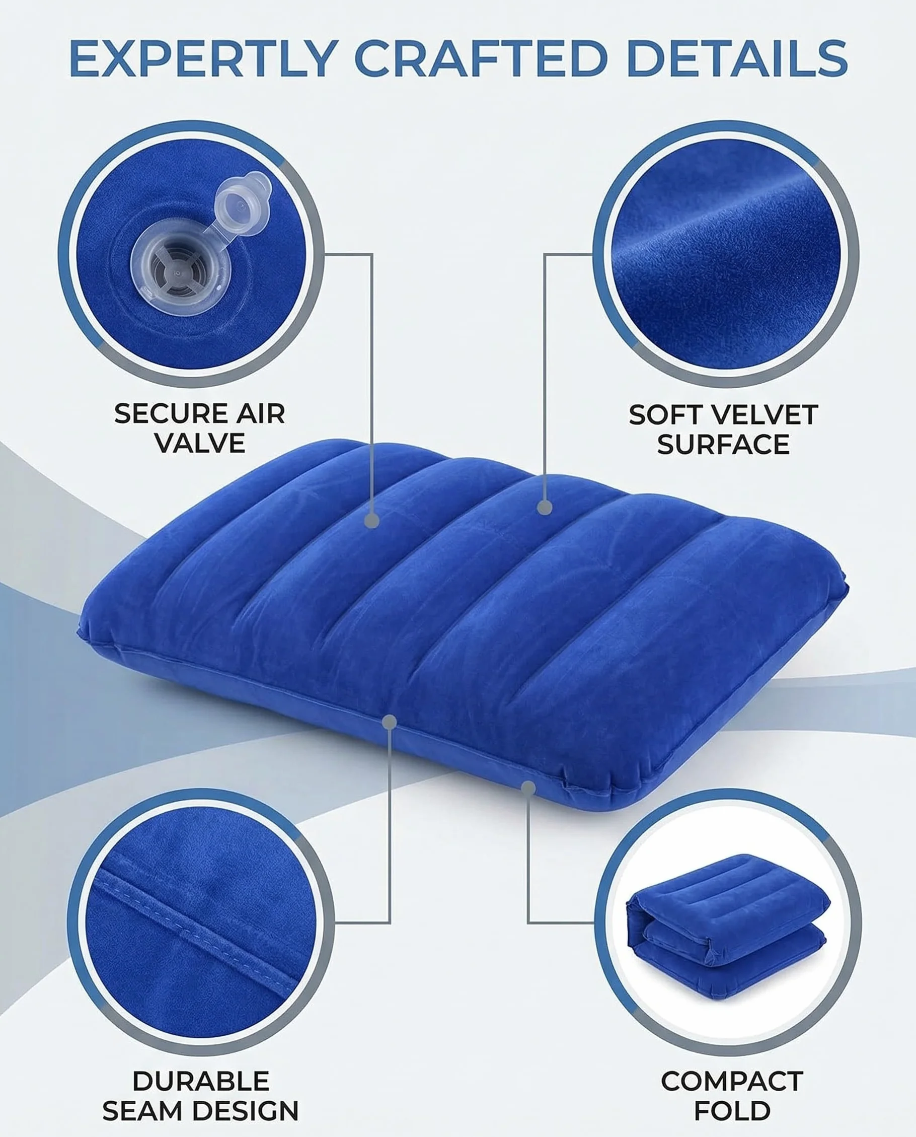 2 piezas Almohadas Inflables de Viaje para Acampar Almohada para Inflar Almohadas de Camping Hinchables Almohada de Viaje Cojín de Aire para Playa, Senderismo