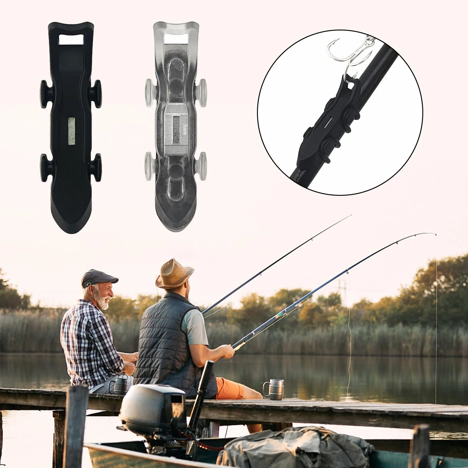 Soporte de gancho para caña de pescar, soporte de señuelo de pesca para caña de pescar con 2 juntas tóricas de goma, herramientas para anzuelos de pesca, protector de cebos fijo