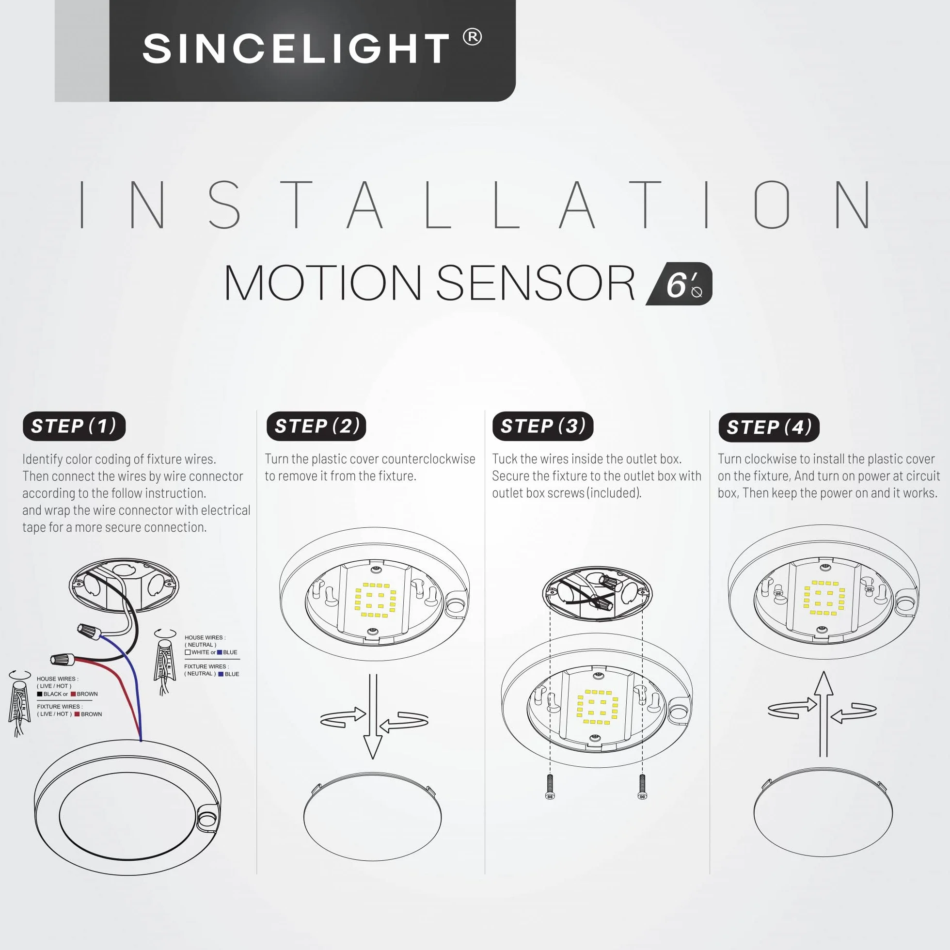 Lámpara de Techo LED 7W con Sensor PIR, Φ146mm, 2700K, Blanco Cálido, Armario Pasillo, Resistente Humedad