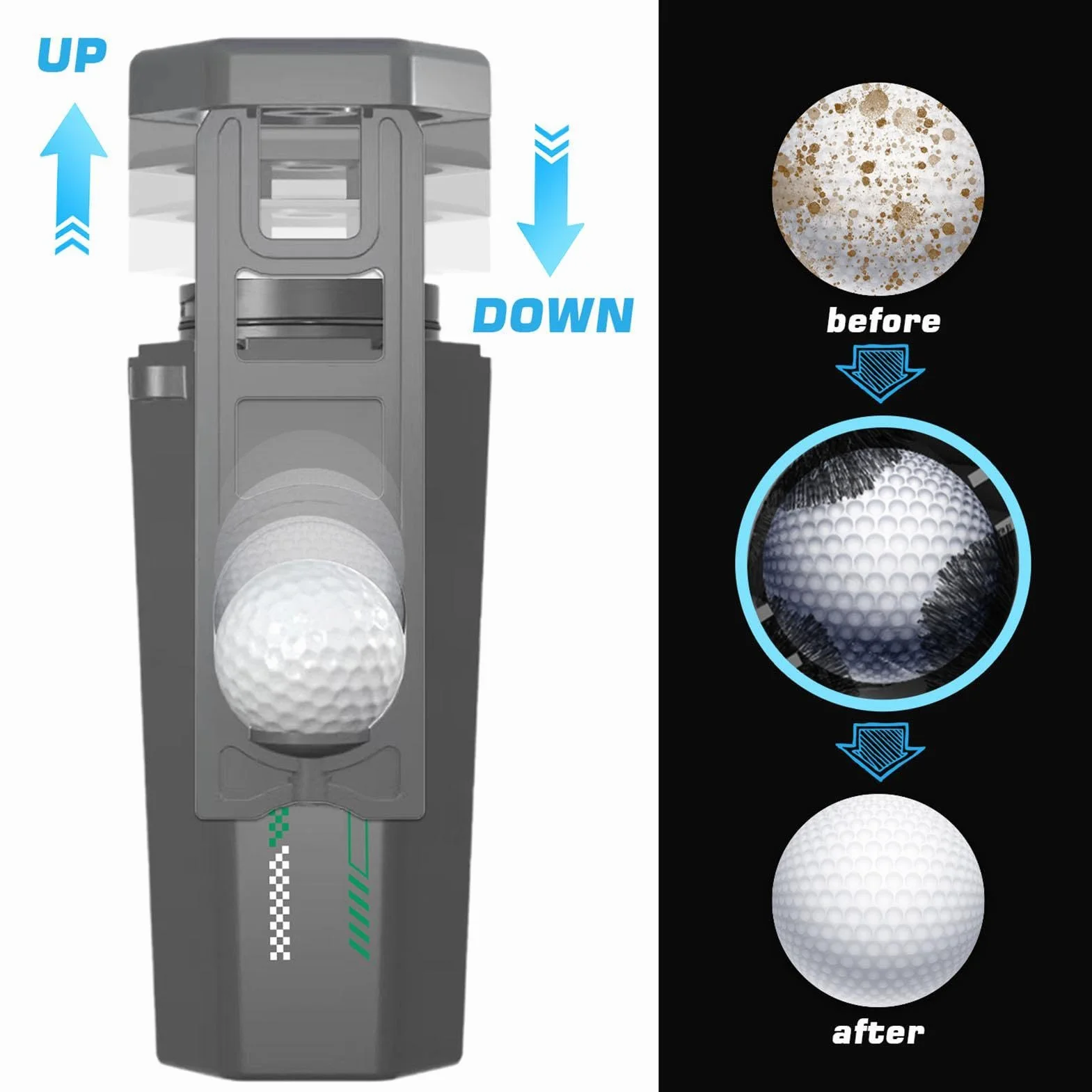 Limpiador de golf portátil – Arandela de pelota de golf 350G, kit de limpieza de pelota de golf fácil de usar, limpiador de bolas de golf fácil de llevar, de bolas de golf