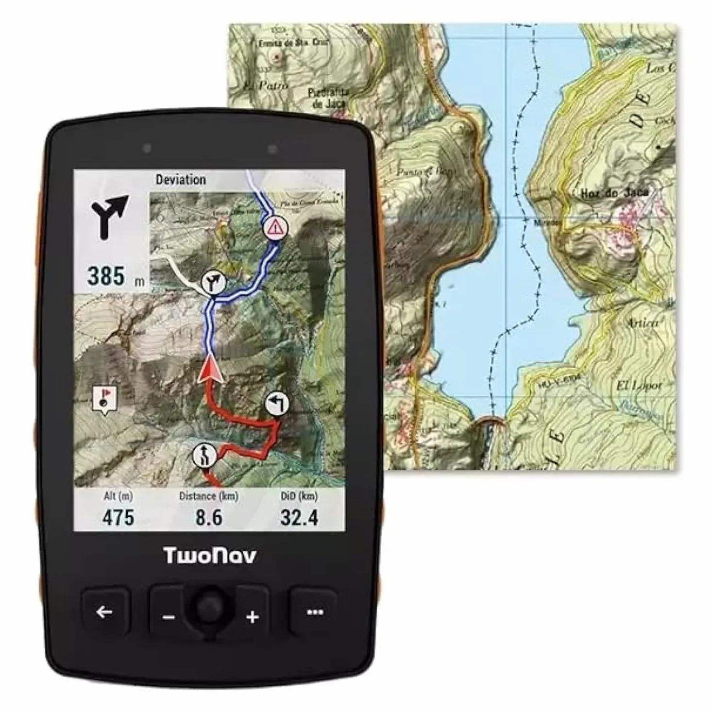 TwoNav Aventura 2 Plus (32 GB) + Mapa España IGN 1:25000 Topo, GPS de Mano con Pantalla Amplia 3.7 Pulgadas, Botones y Joystick para montaña, Alpinismo, Trekking o Senderismo. Color Naranja