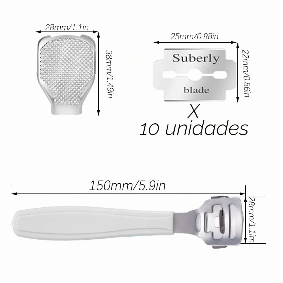 Cuchillas Para Callos de Acero Inoxidable, Eliminador Profesional con Lima de Pies y 10 Cuchillas