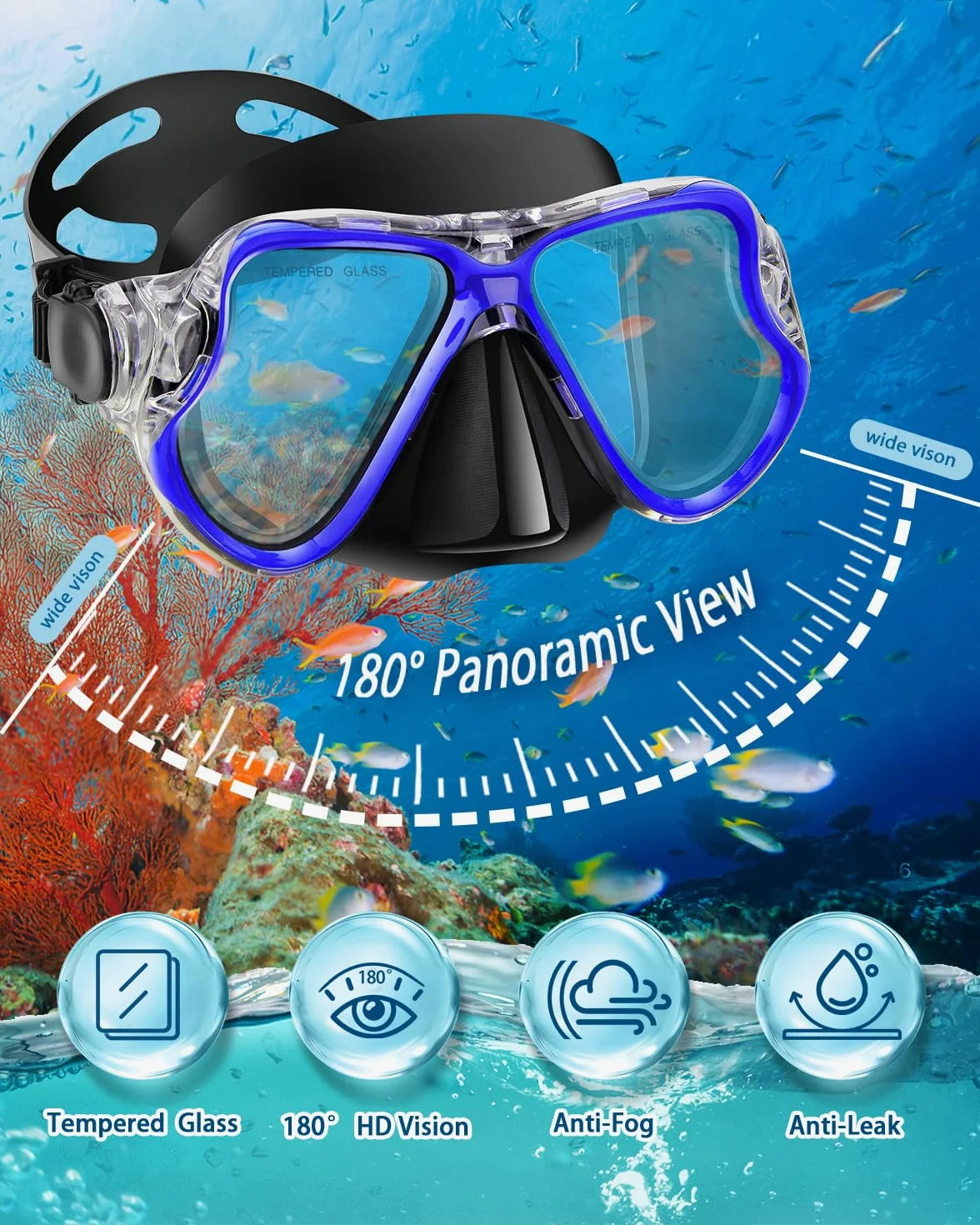 Equipo de Esnórquel para Buceo, para Adultos con Aletas