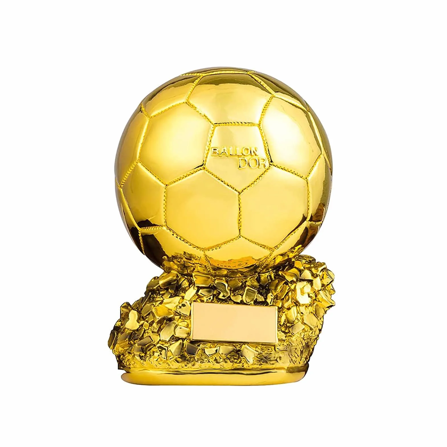 Trofeo Balón de Oro Fútbol Resina 20cm Decoración Hogar Recuerdo Regalo