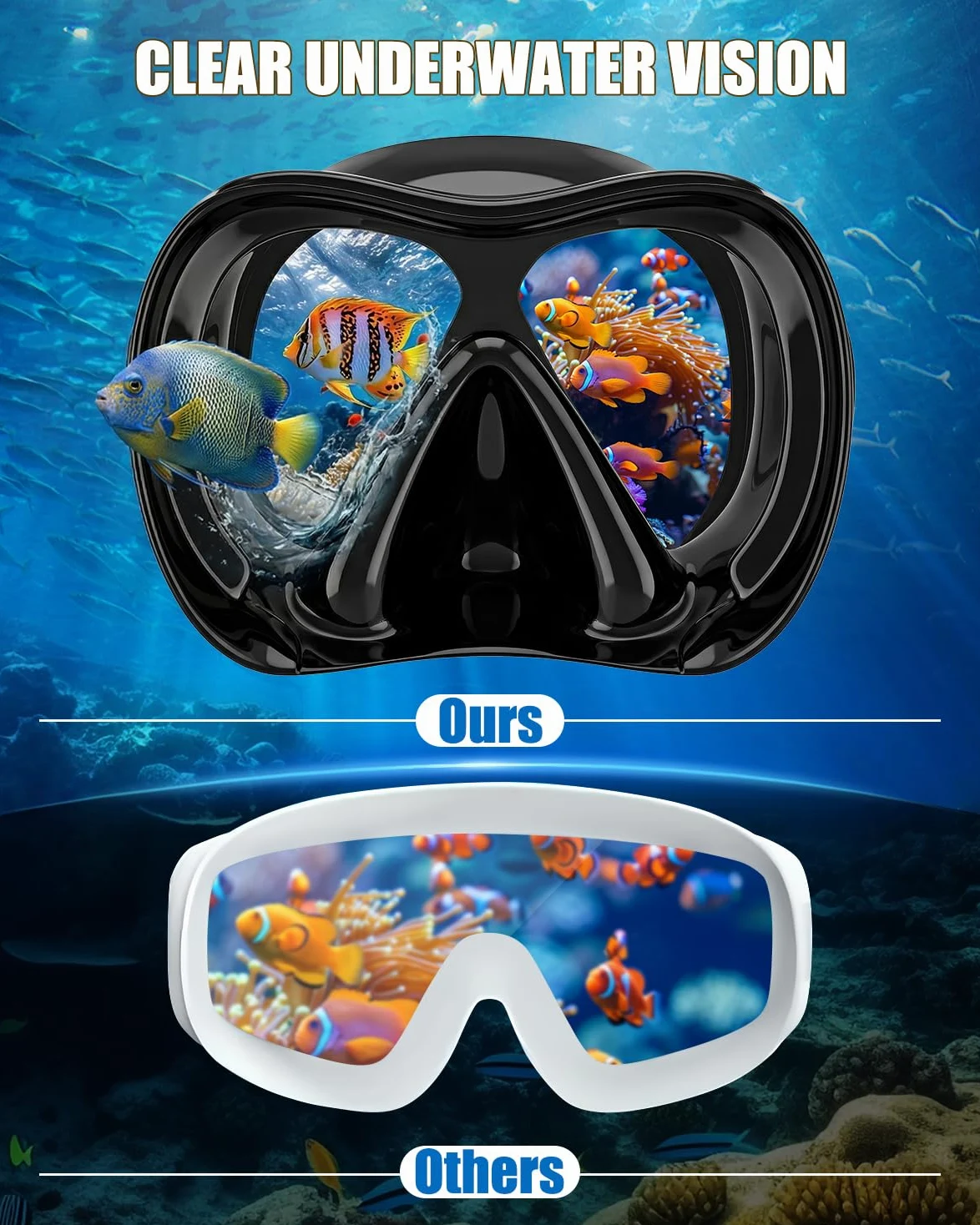 Aegend Máscara de buceo para adultos y jóvenes, máscara de esnórquel profesional, antivaho, antifugas, para esnórquel, buceo, natación y buceo