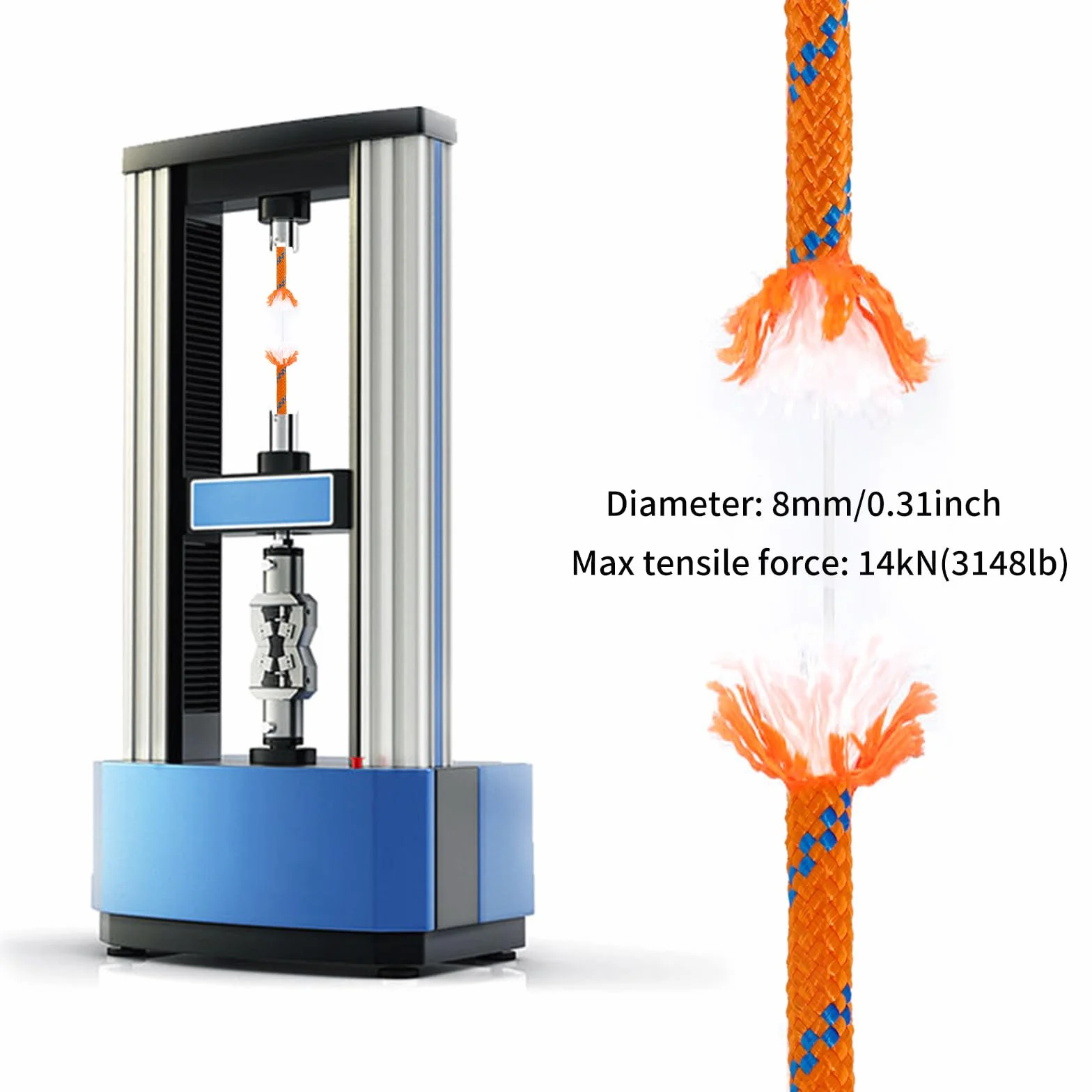 NewDoar 14KN - Cuerda de Escalada estática (8 mm, Cuerda para Equipo, 10 m, 20 m, 30 m, 50 m, Cuerda de evacuación con 2 mosquetones para Escalada en Hielo, Cuerda de Rescate contra Incendios,