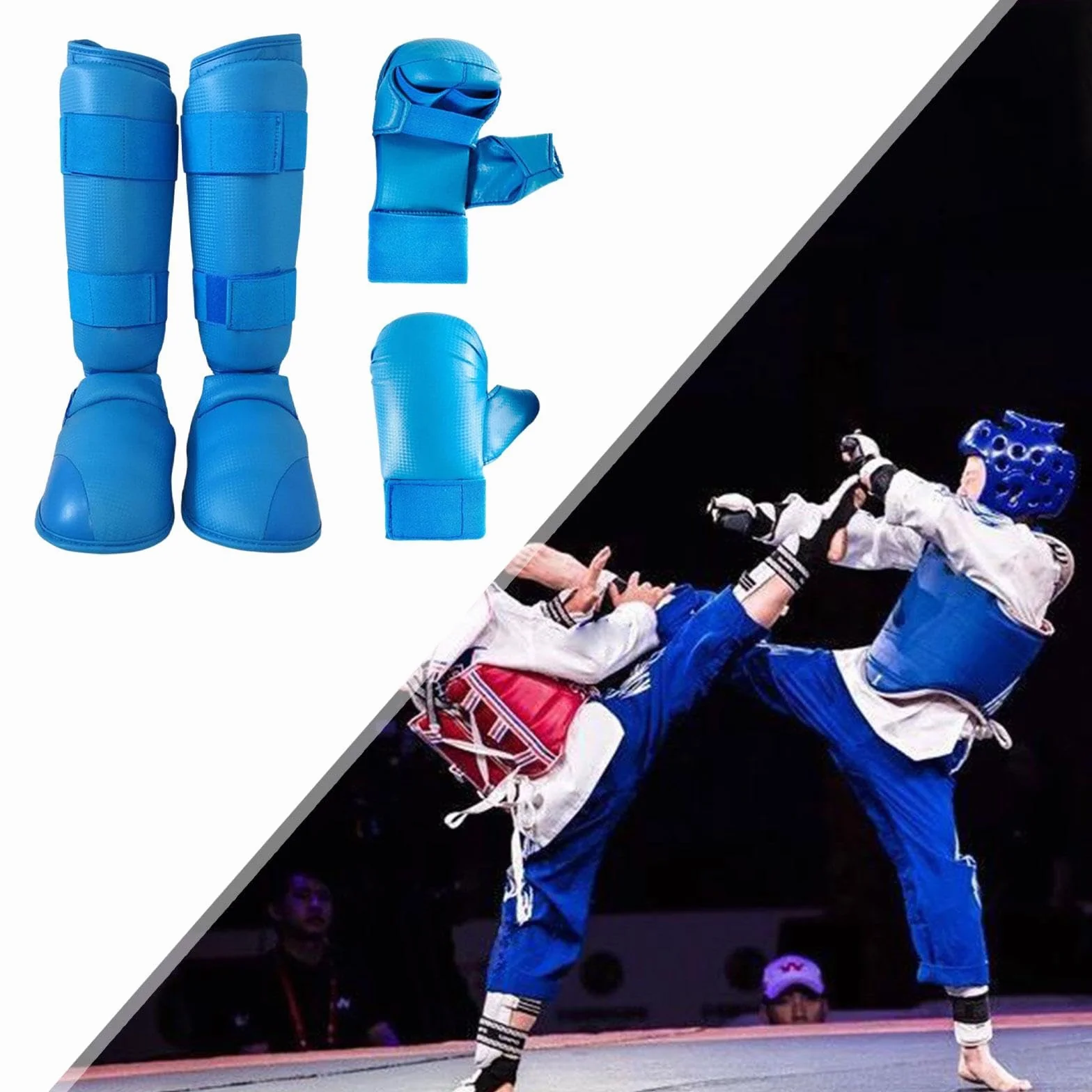Perfeclan Guantes de Boxeo, Espinilleras, Equipo de Entrenamiento de Karate Taekwondo MMA