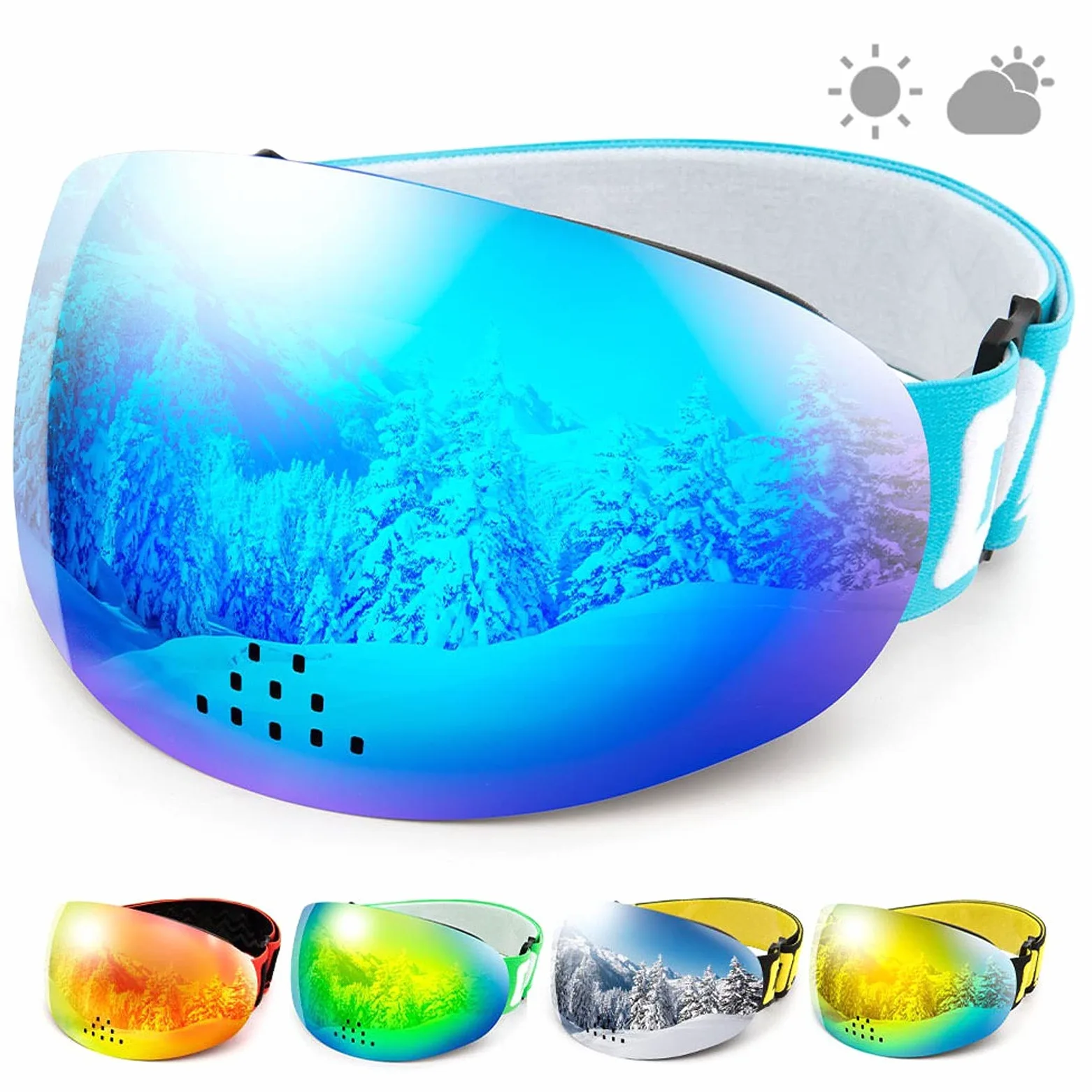 DieffematicHXJ Gafas Esqui Hombre Gafas de esquí Profesional Doble Capas Protección Anti-Niebla Nasal ala de esquís a Prueba de esquí Anti-Niebla Gafas de Snowboard (Color : C)