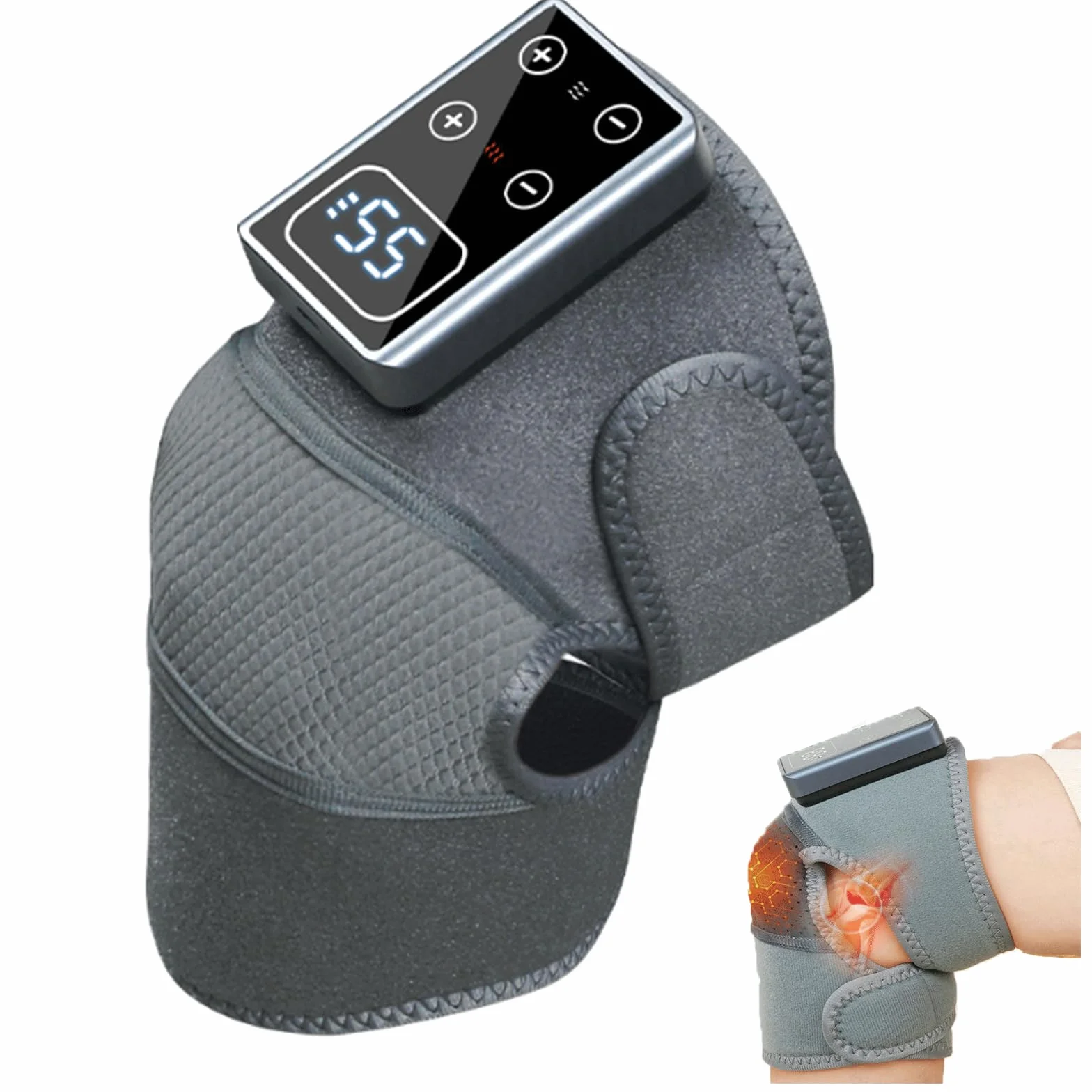 Masajeador de rodilla inalámbrico con calefacción, 5 modos de calor, 3 modos de masaje, batería 5000 mAh