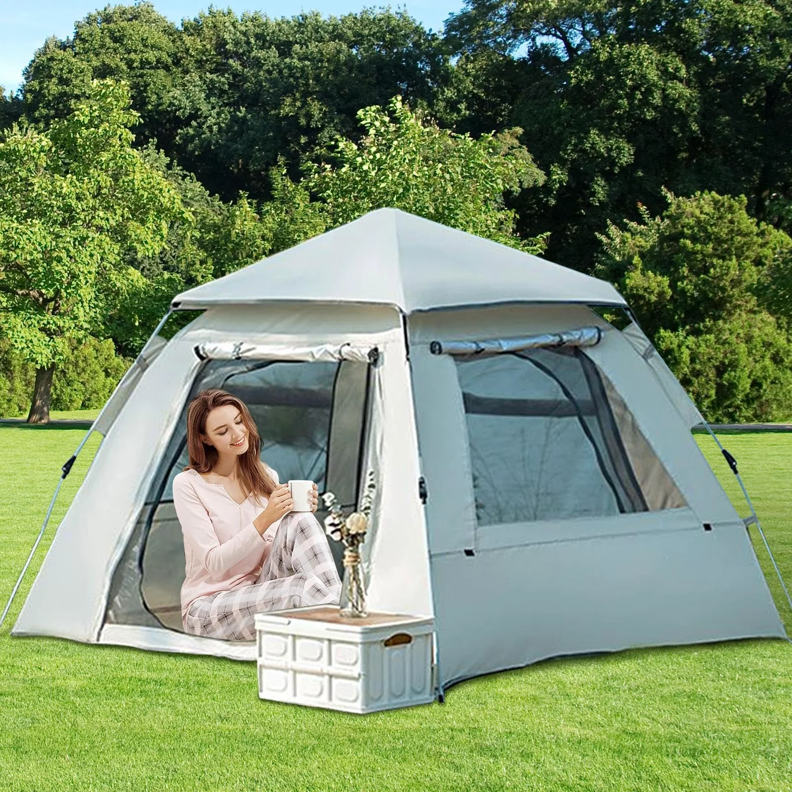 Tienda de campaña, montaje fácil e impermeable, tienda de campaña para exteriores, apertura automática, para montañismo, picnic, senderismo, mochila de hombro para adultos, adolescentes, parejas y