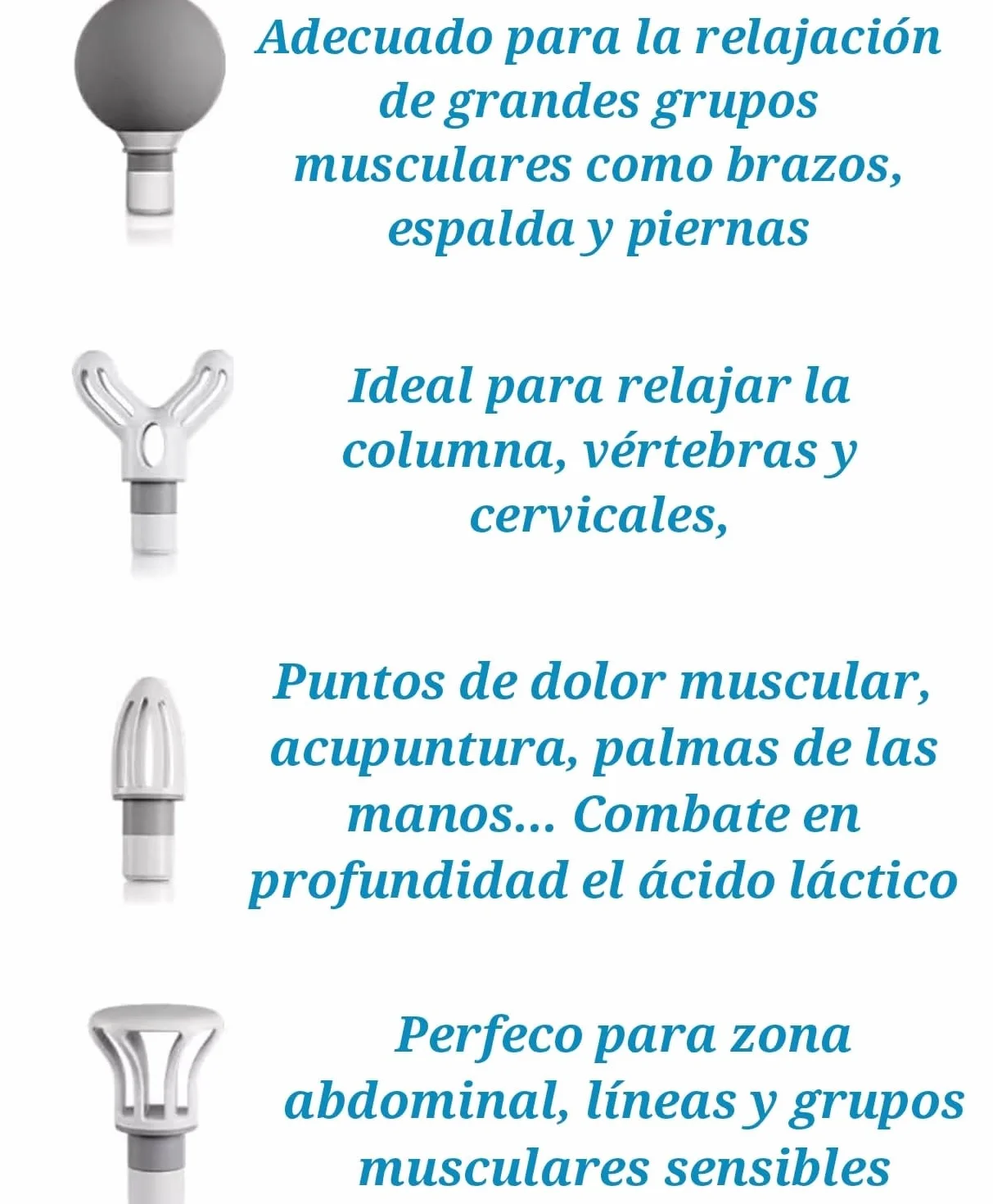 Masajeador Muscular Portátil 6 Velocidades 4 Cabezales USB-C