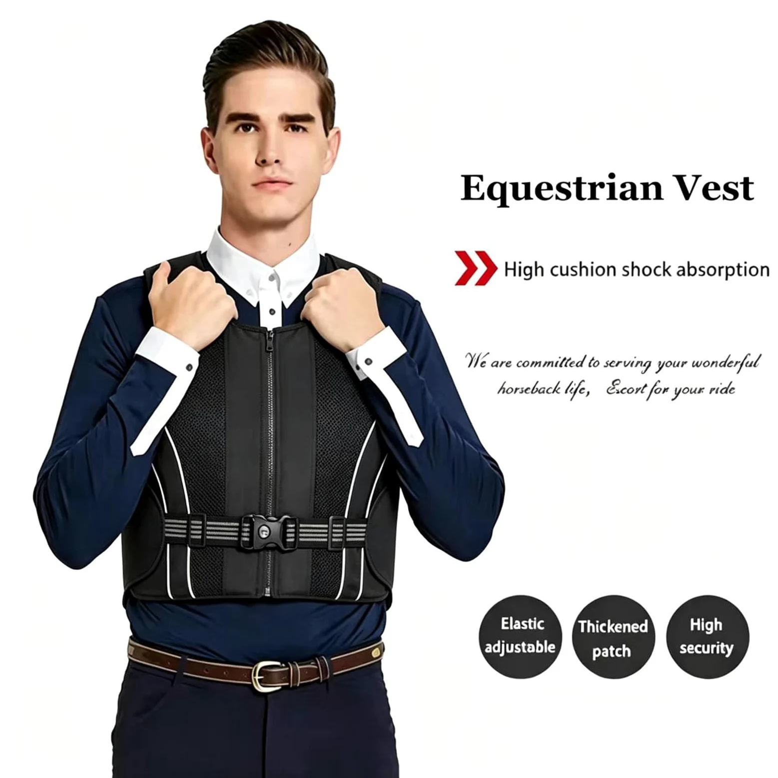 Chaleco protector ecuestre adultos espesado chaleco de absorción de choques protector del cuerpo del equipo de equitación ajustable