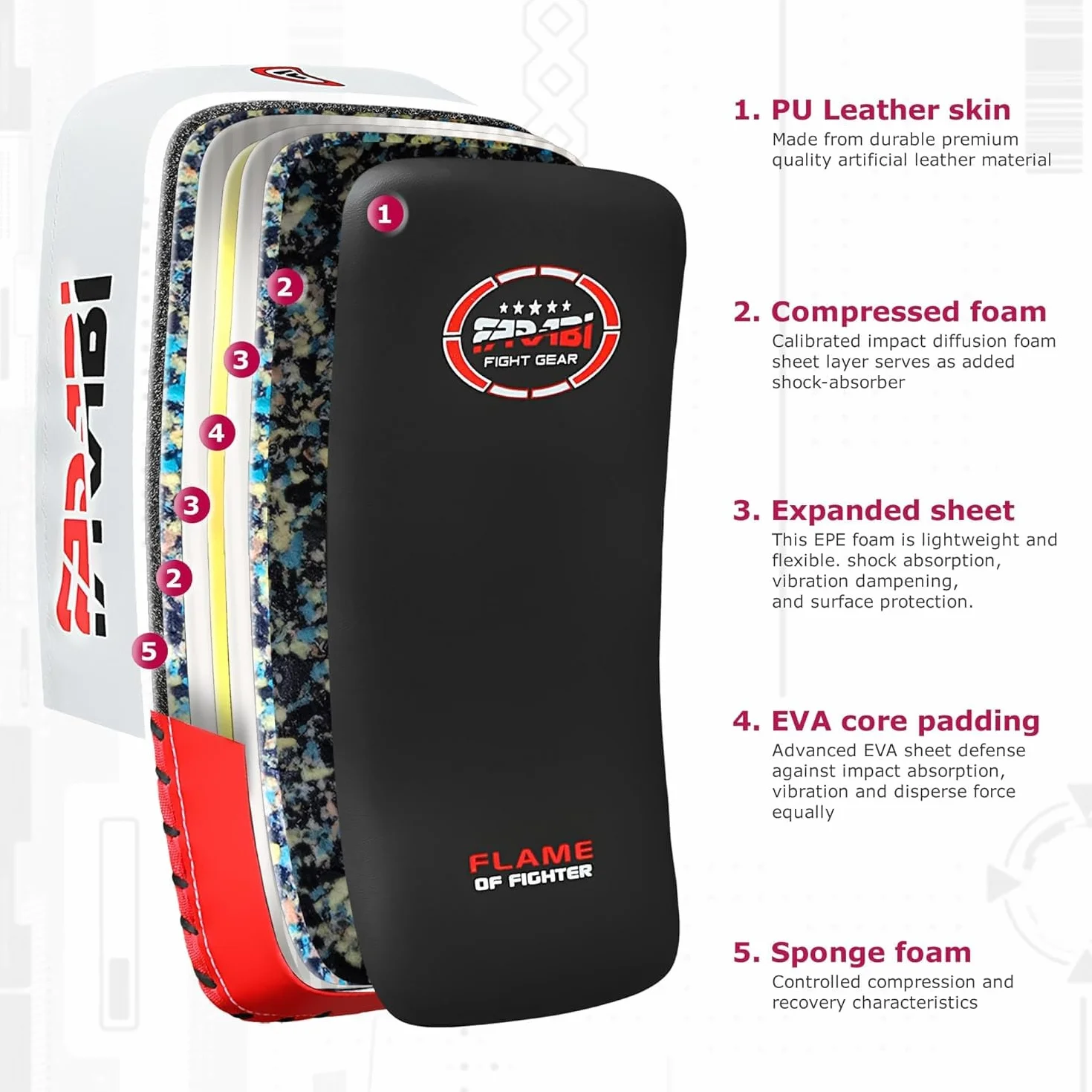 Farabi Sports Muay Thai Curved Kick Pad Strike Shield MMA Pads