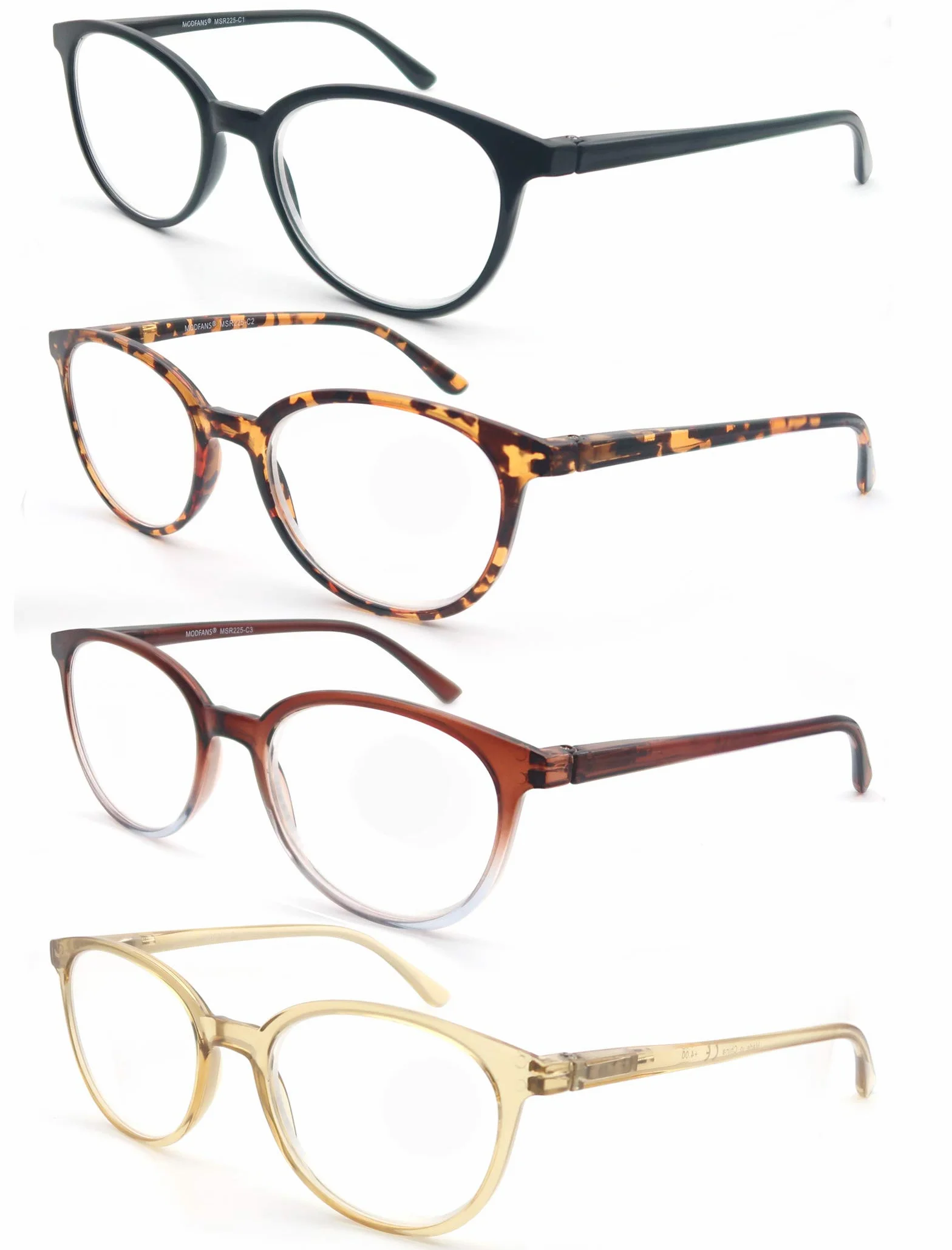 MODFANS Pack de 4 Gafas de Lectura para Presbicia Hombres Mujeres Ligeras Comodas