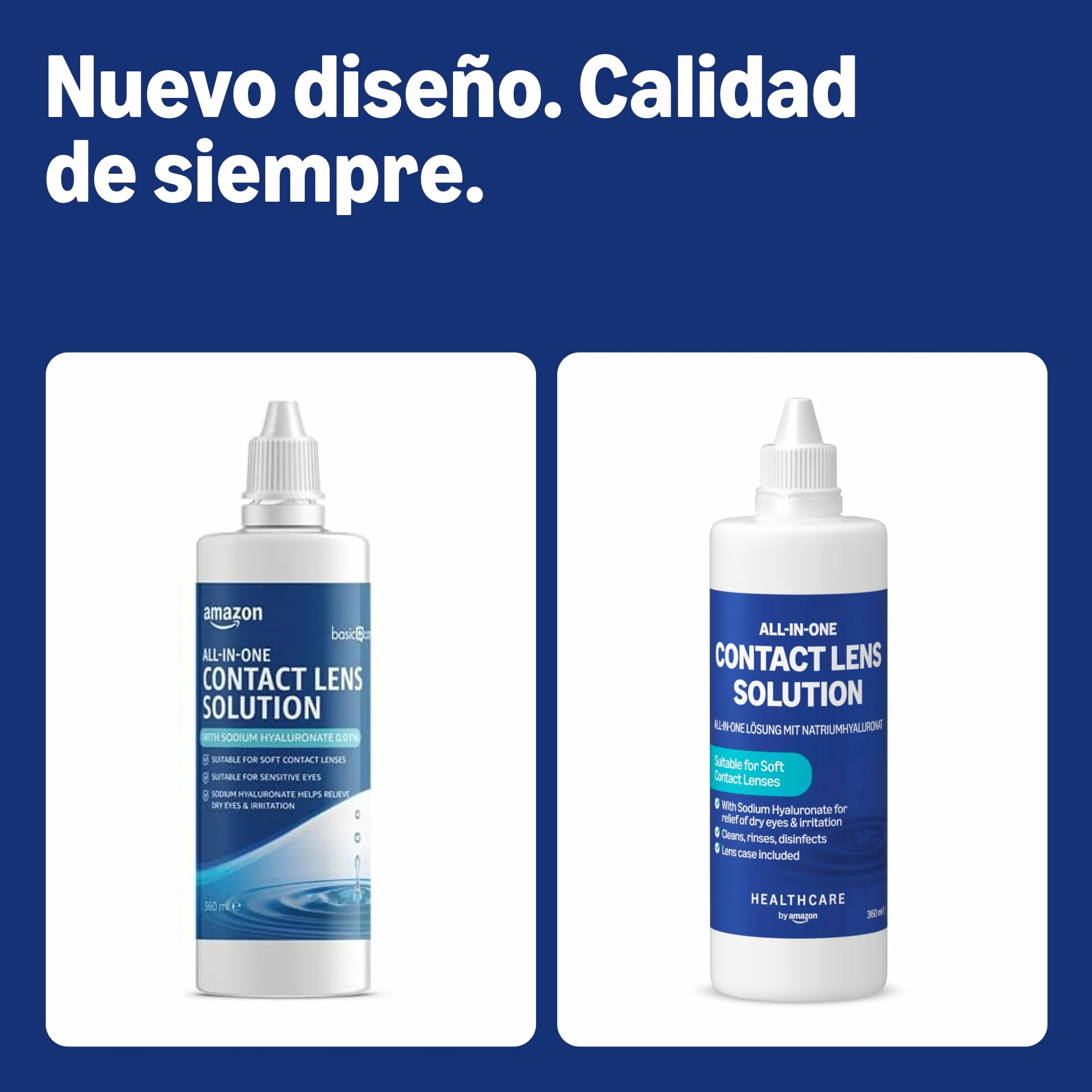 Amazon Solución única hialuronato sódico lentes de contacto blandas 3 x 360ml