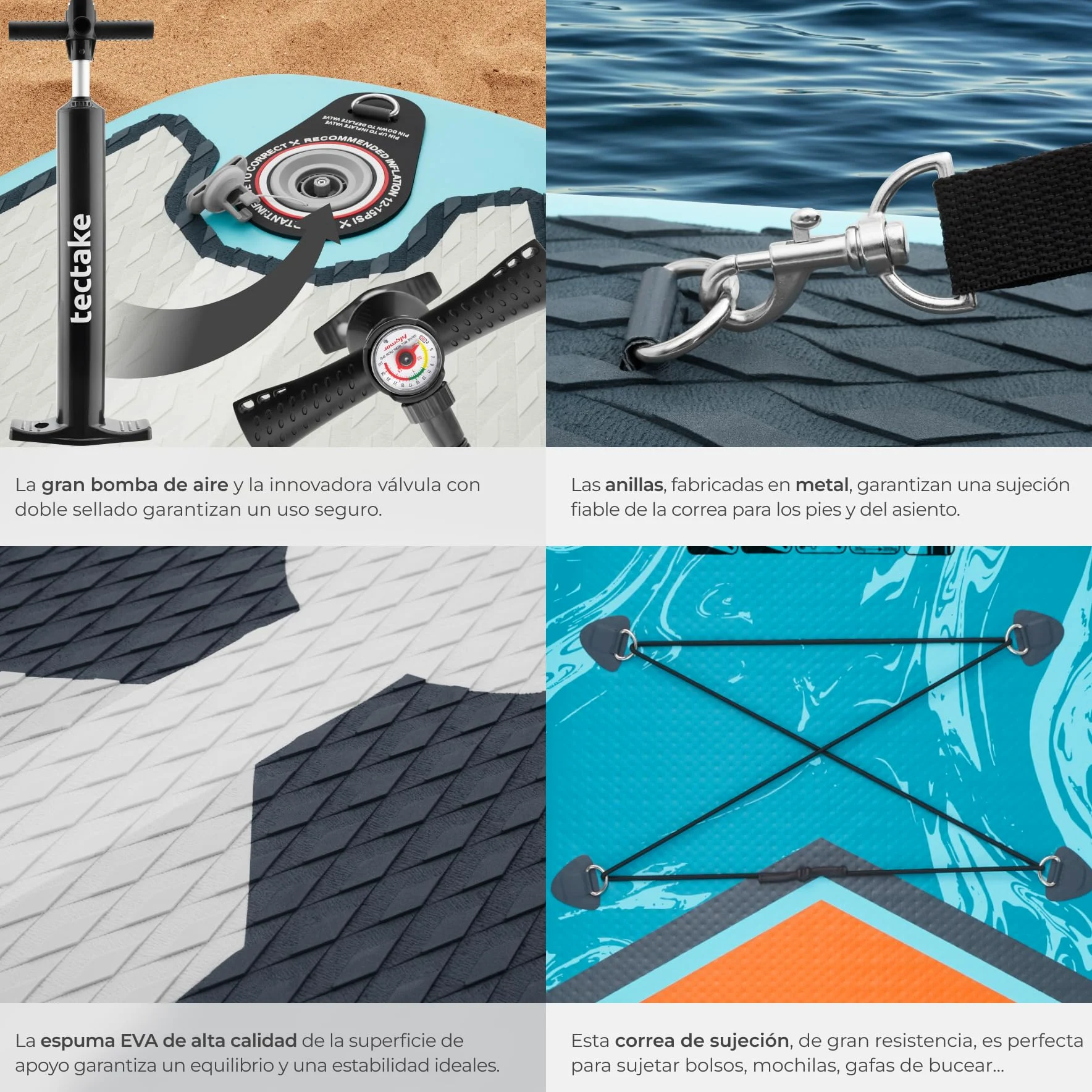 tectake® Tabla de Paddle Surf Hinchable