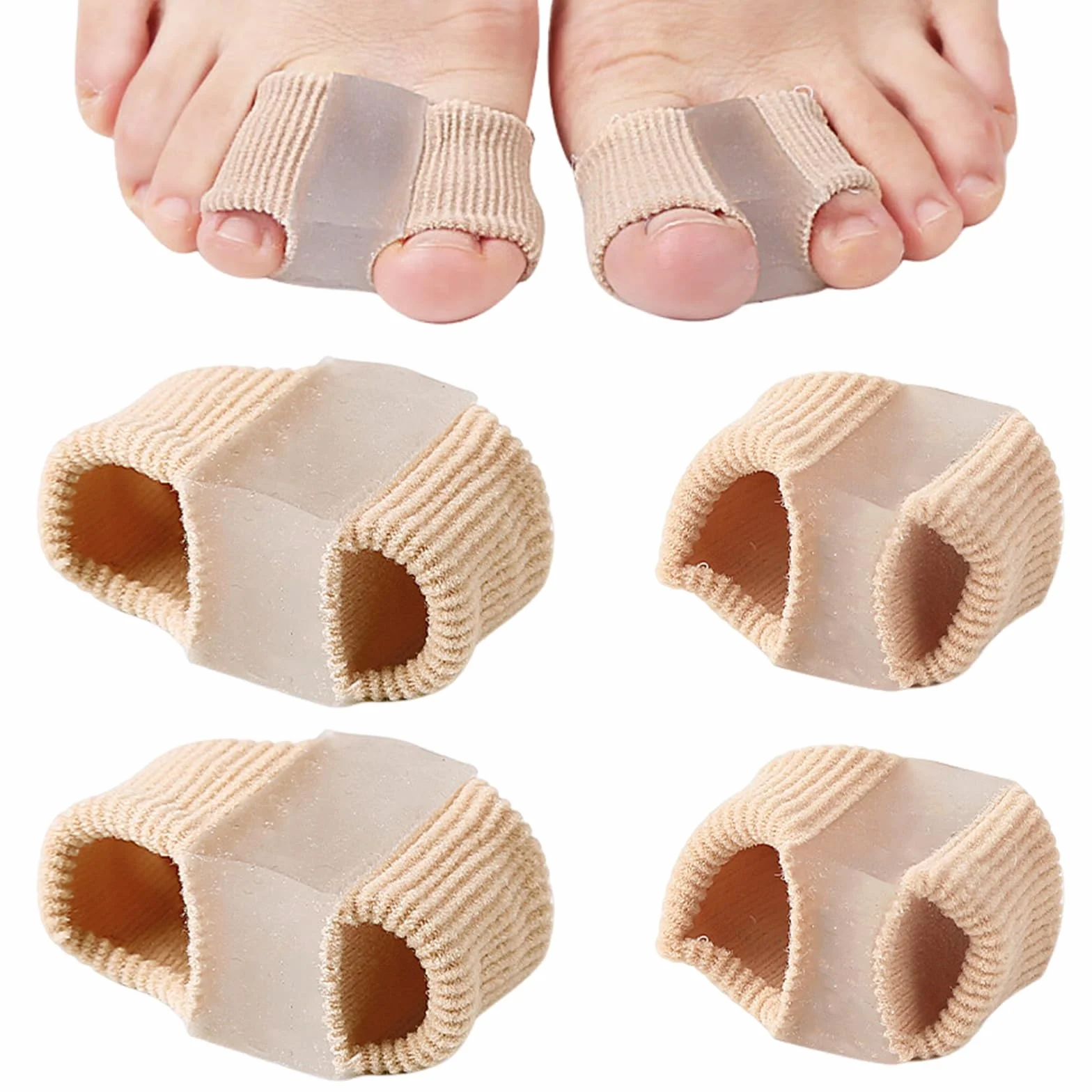 Separador Dedos Pie, Voltereta Pulgar Separador Valgus, Juanetes Corrector Nocturno y Dia, Alisador Dedos Martillo con 2 Bucles