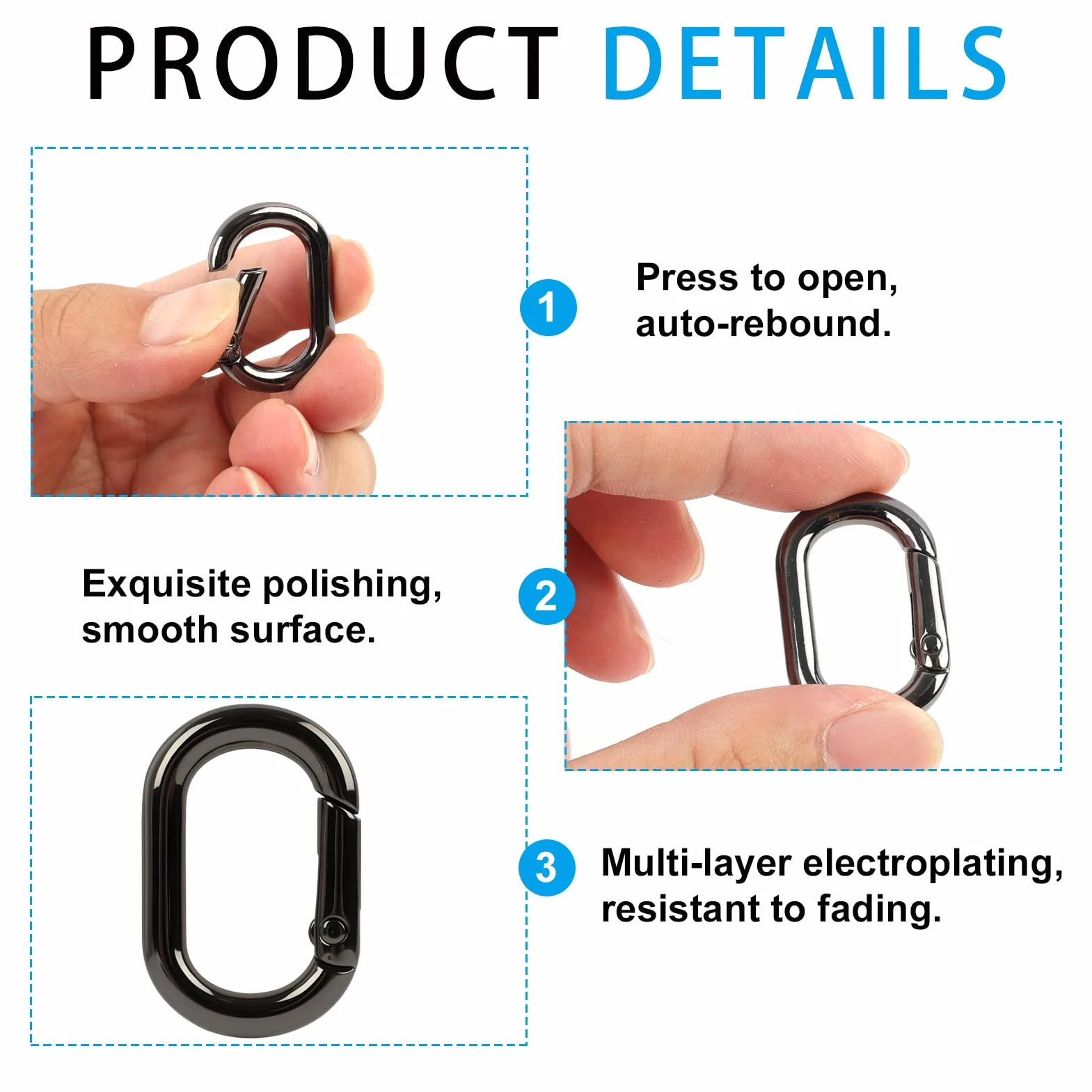 10 PCS Mosquetón,Mosquetones De Aleación De Aluminio Mini Mosquetón Escalada Negro Mosqueton Pequeño para Llavero Ganchos Mochilas Accesorios,De Coche Gancho Y Monedero