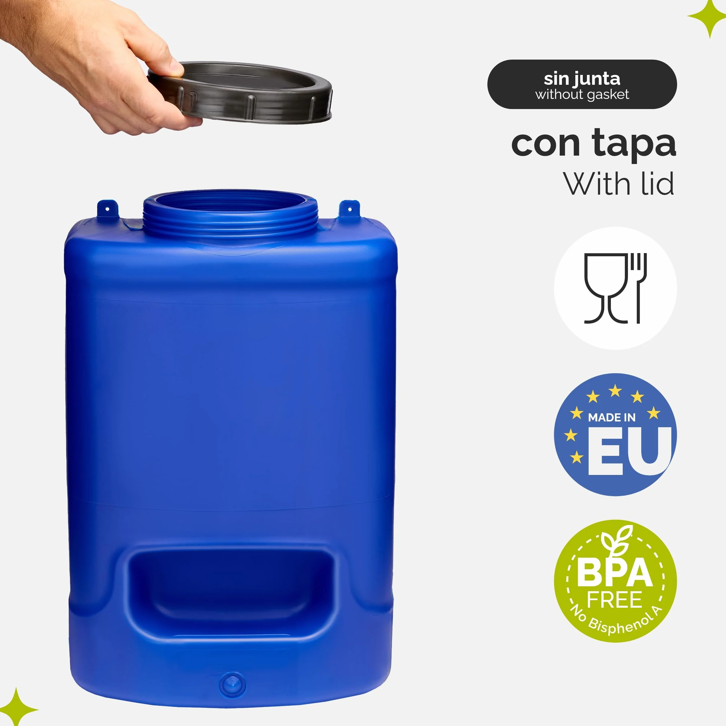 Garronda Bidón Boca Ancha Garrafa Agua con Grifo sin BPA 20 litros Depósito de Camping Accesorios Garrafa con Grifo Deposito Agua Camper Azul GD-0084