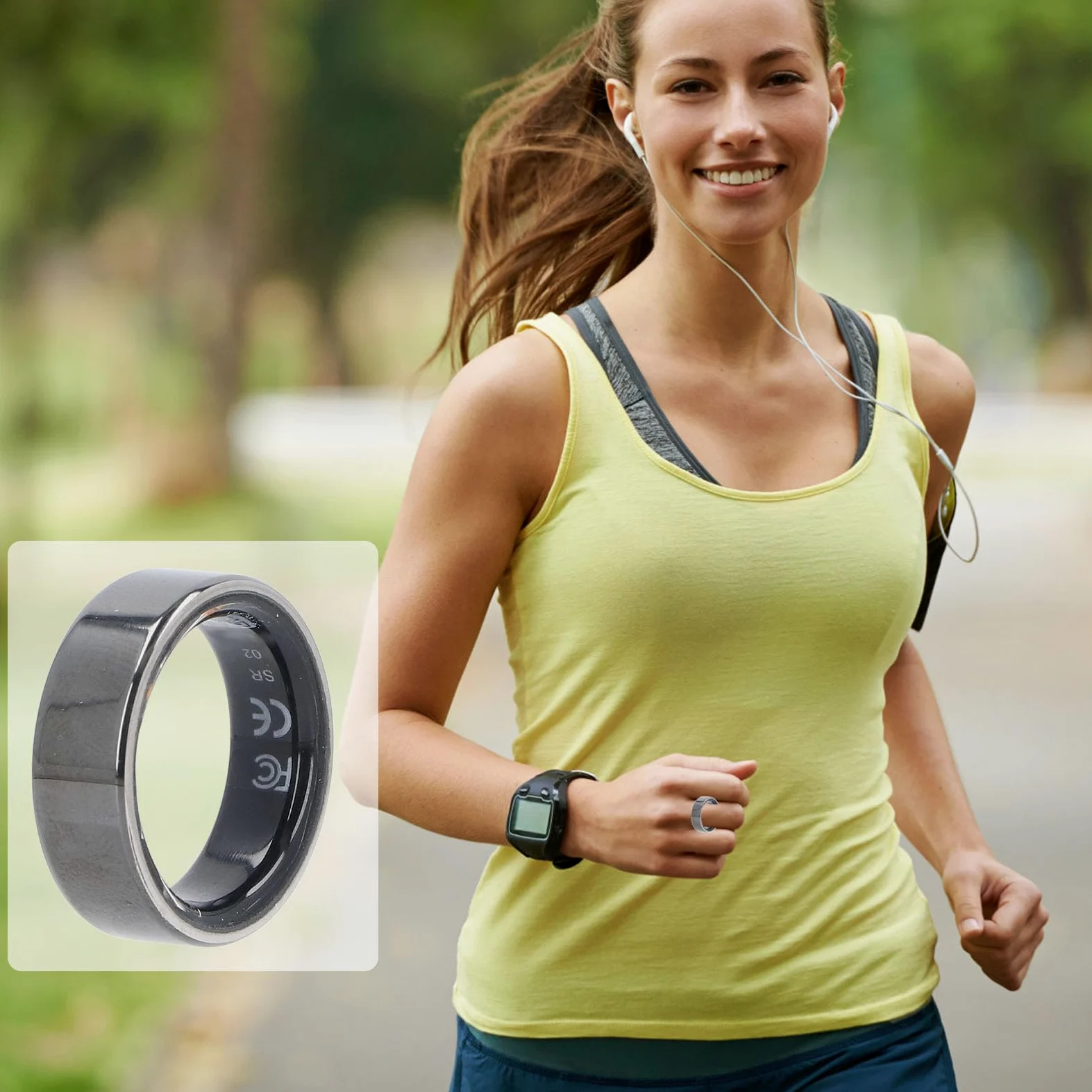 Monitor de Salud con Anillo Inteligente, Rastreador de Sueño y Actividad Física Anillo Inteligente de Acero Inoxidable y Cerámica de óxido de Circonio Diseño de Caja de Carga