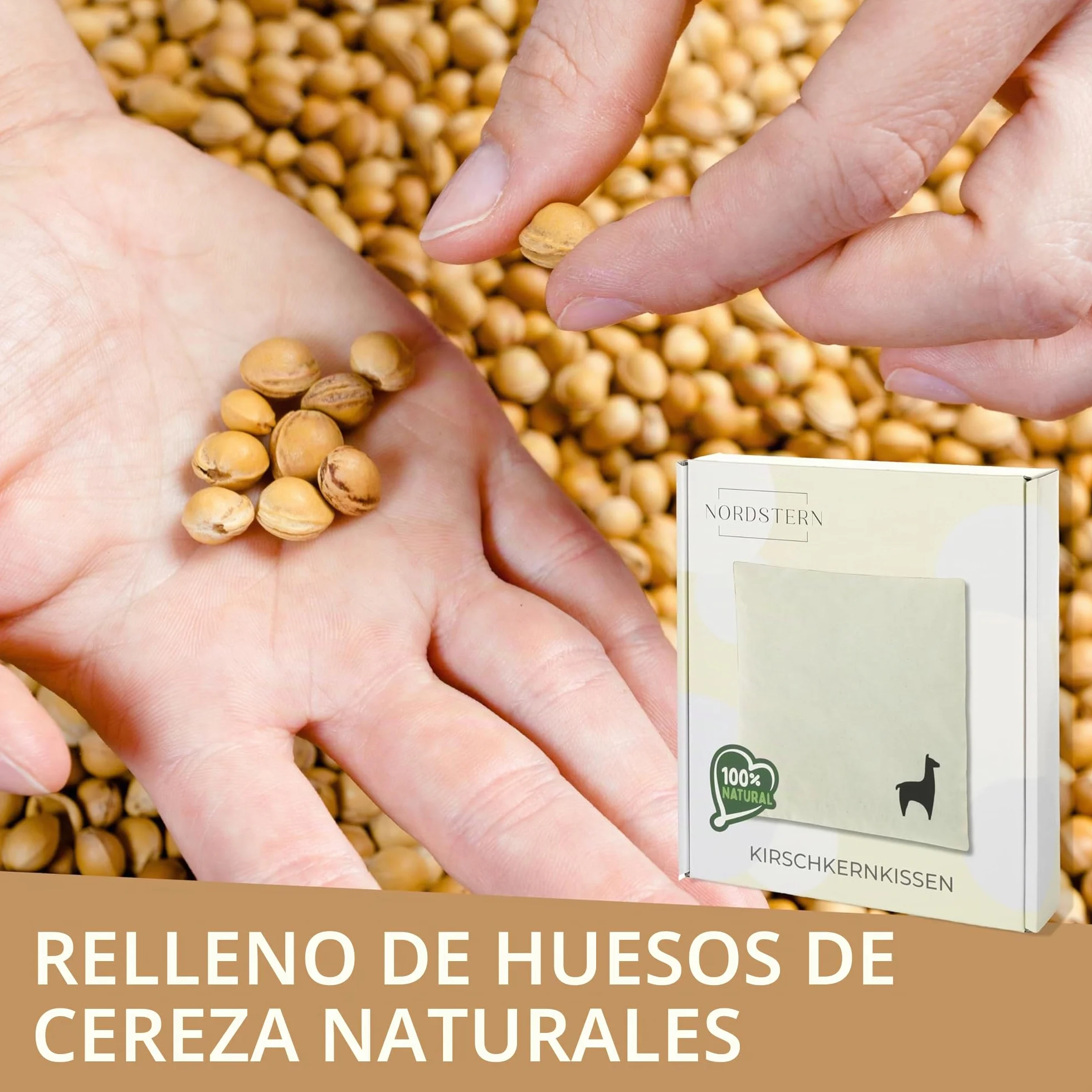 Nordstern Cojín térmico de huesos de cereza 24x25 cm microondas funda 100% algodón