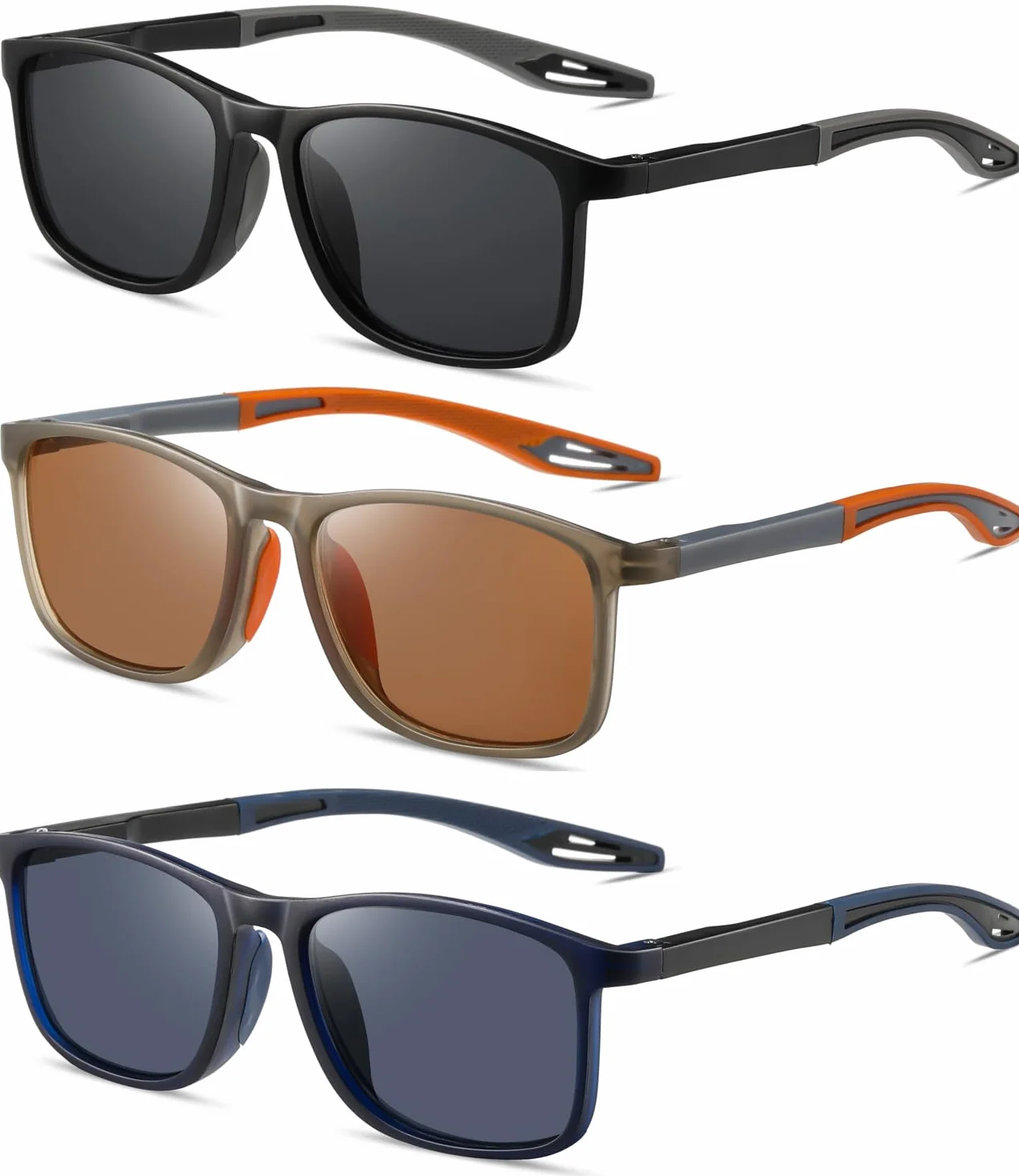 Hubeye Gafas de lectura deportivas ultraligeras anti luz azul 2.50 Negro Naranja Azul